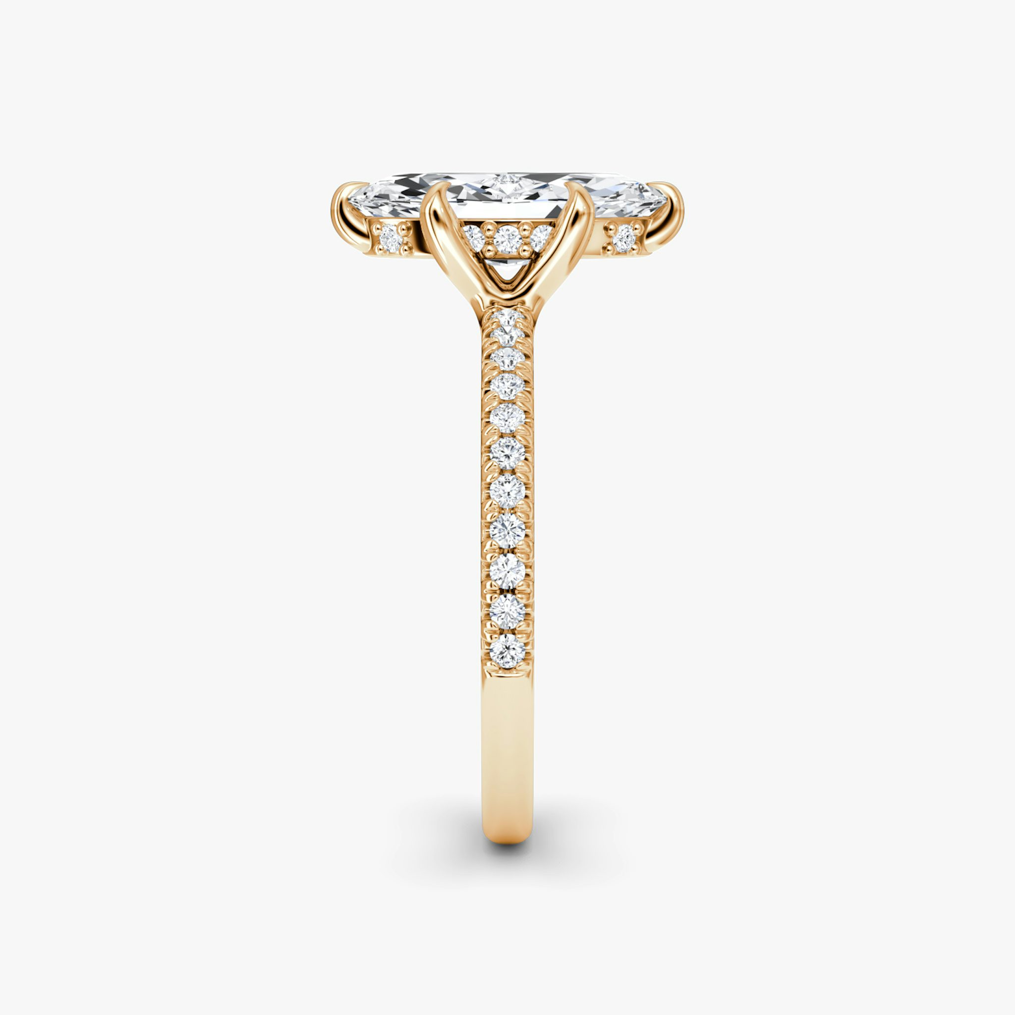 The Floating Solitaire | Marquise | 14k | Rose Gold | bandAccent: Pavé | diamondOrientation: vertical | caratWeight: other