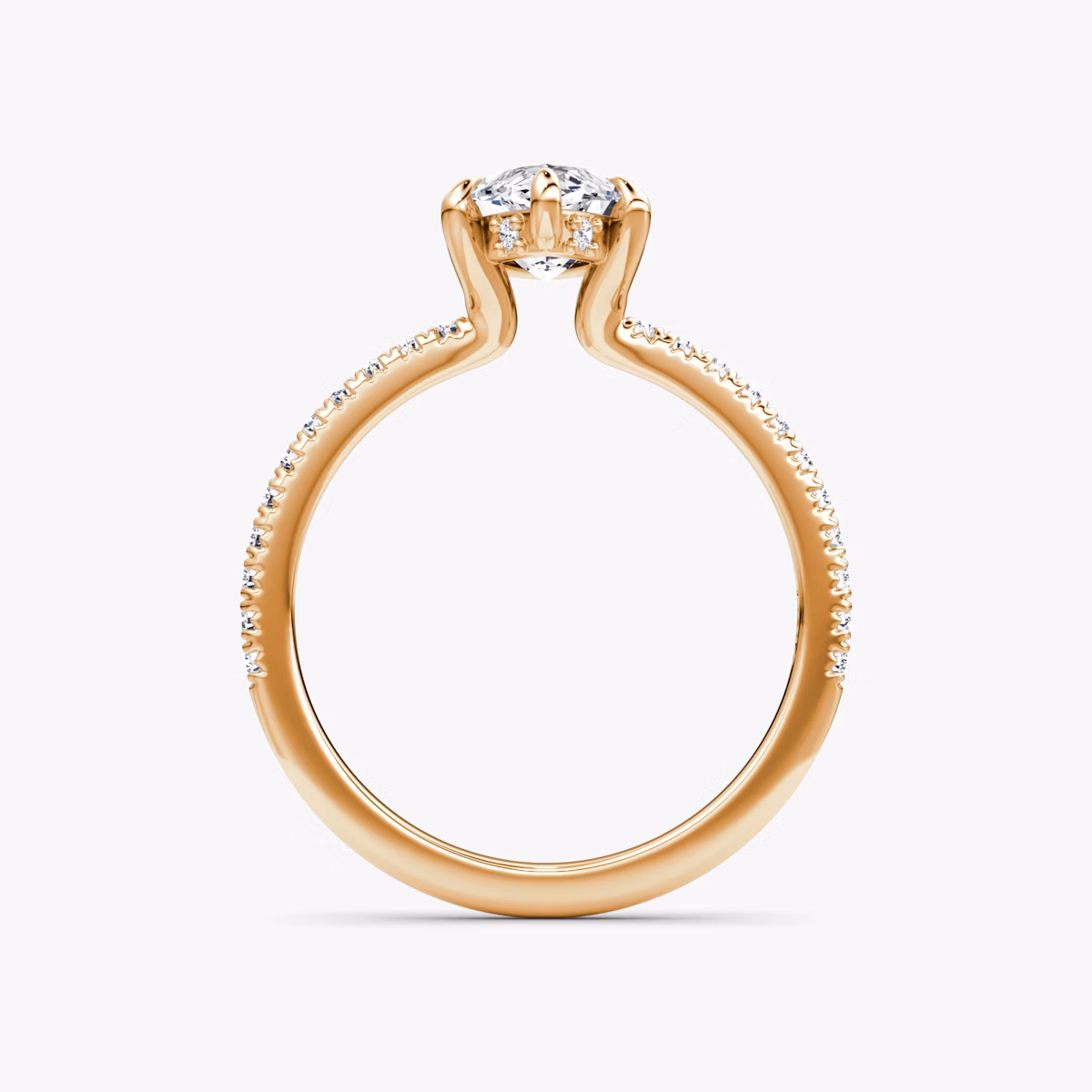 The Floating Solitaire | Marquise | 14k | Rose Gold | bandAccent: Pavé | diamondOrientation: vertical | caratWeight: other