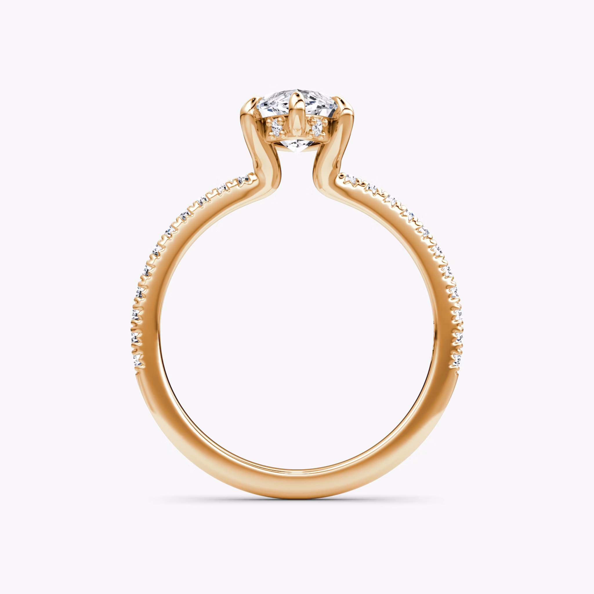 The Floating Solitaire | Marquise | 14k | Rose Gold | bandAccent: Pavé | diamondOrientation: vertical | caratWeight: other