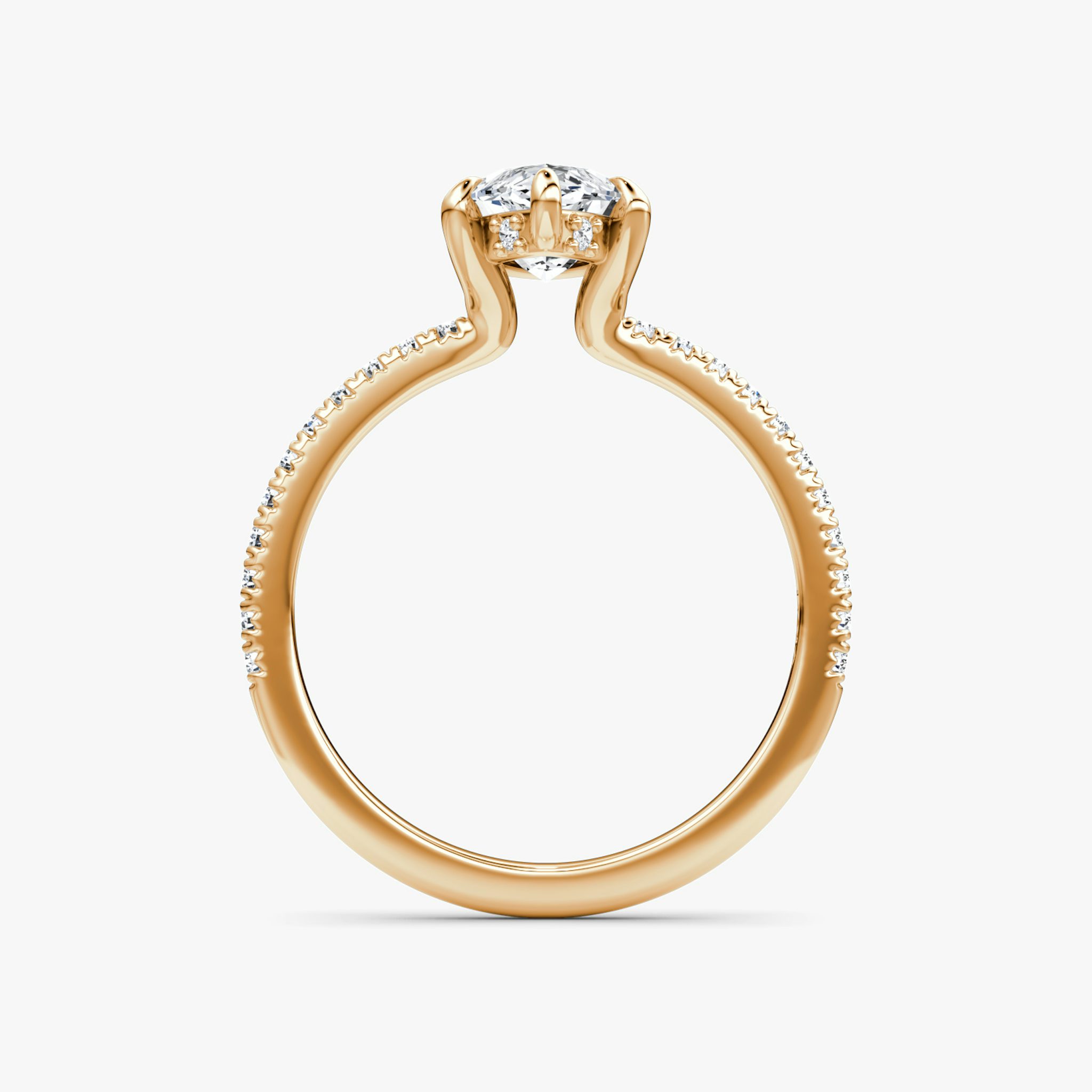 The Floating Solitaire | Marquise | 14k | Rose Gold | bandAccent: Pavé | diamondOrientation: vertical | caratWeight: other