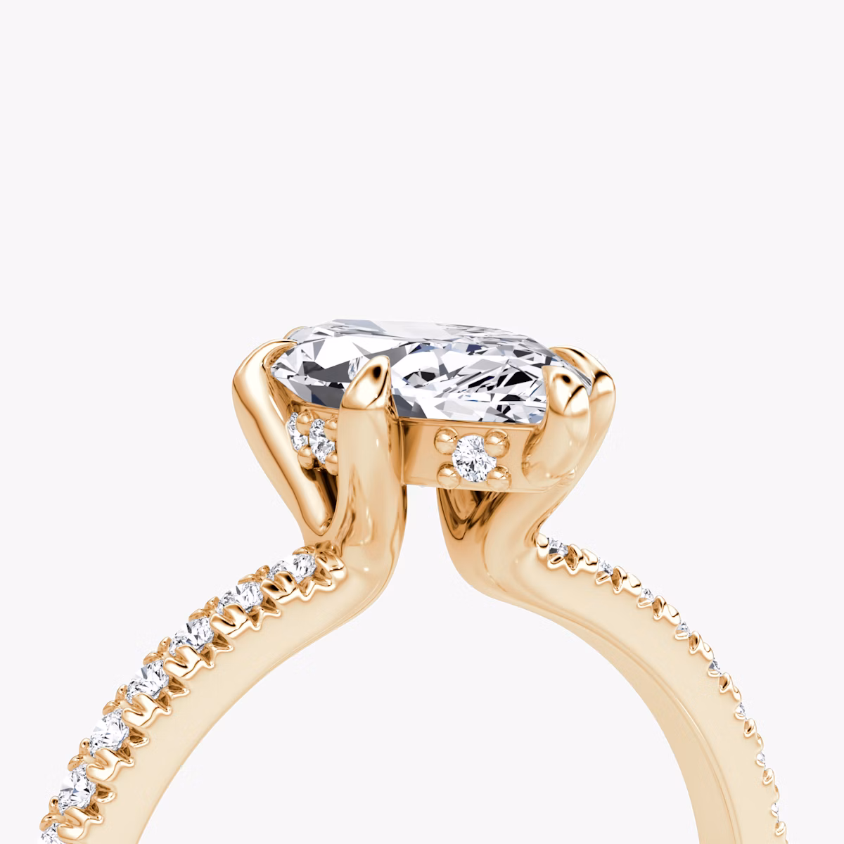 The Floating Solitaire | Marquise | 14k | Rose Gold | bandAccent: Pavé | diamondOrientation: vertical | caratWeight: other