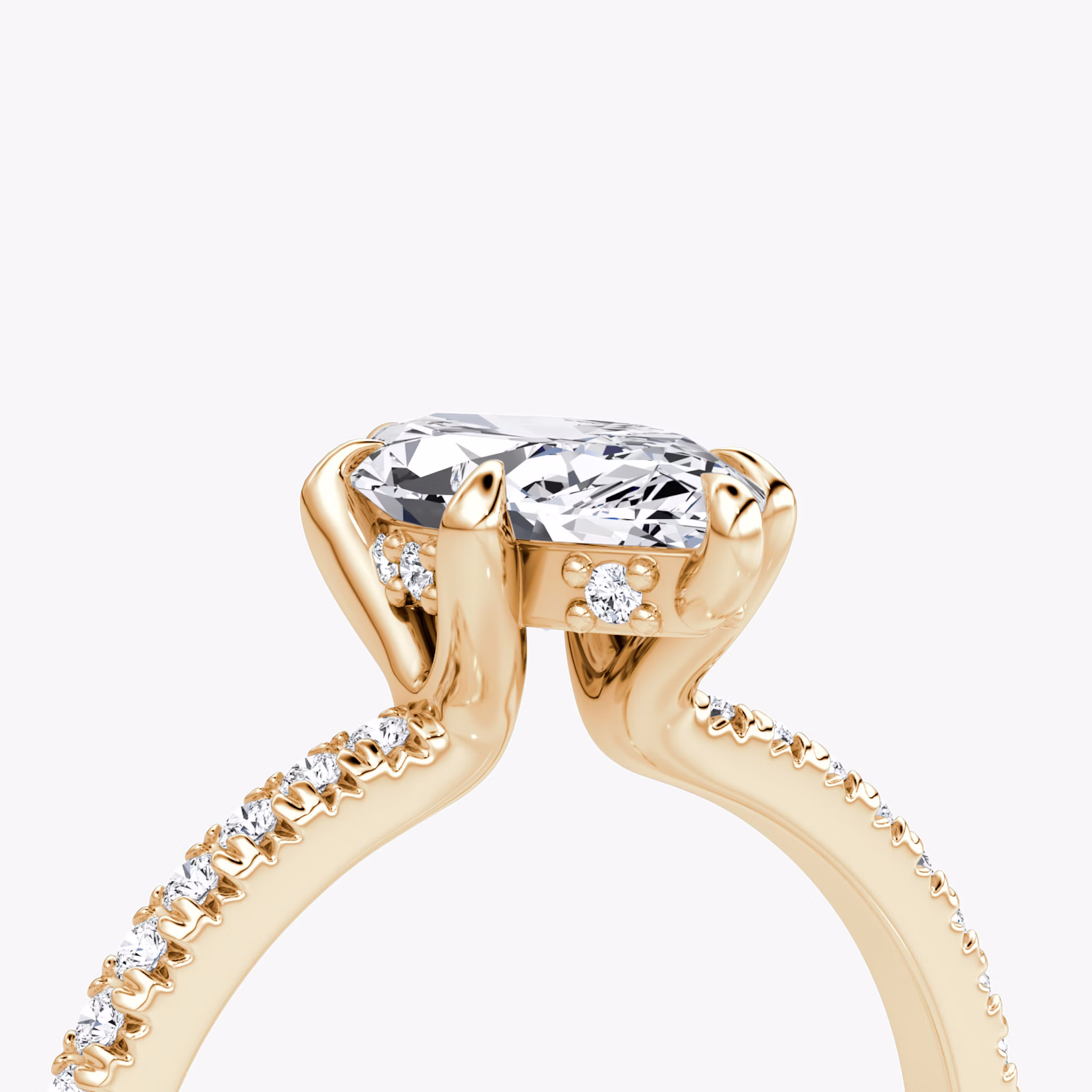 The Floating Solitaire | Marquise | 14k | Rose Gold | bandAccent: Pavé | diamondOrientation: vertical | caratWeight: other