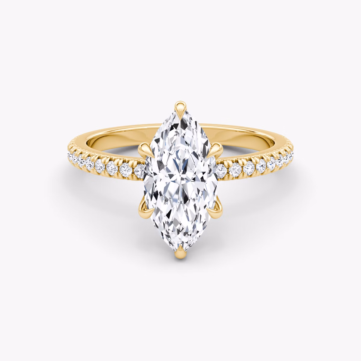 Anillo de compromiso Floating Solitaire | Marquise | 18k | Oro amarillo | bandAccent: Pavé | diamondOrientation: vertical | caratWeight: other