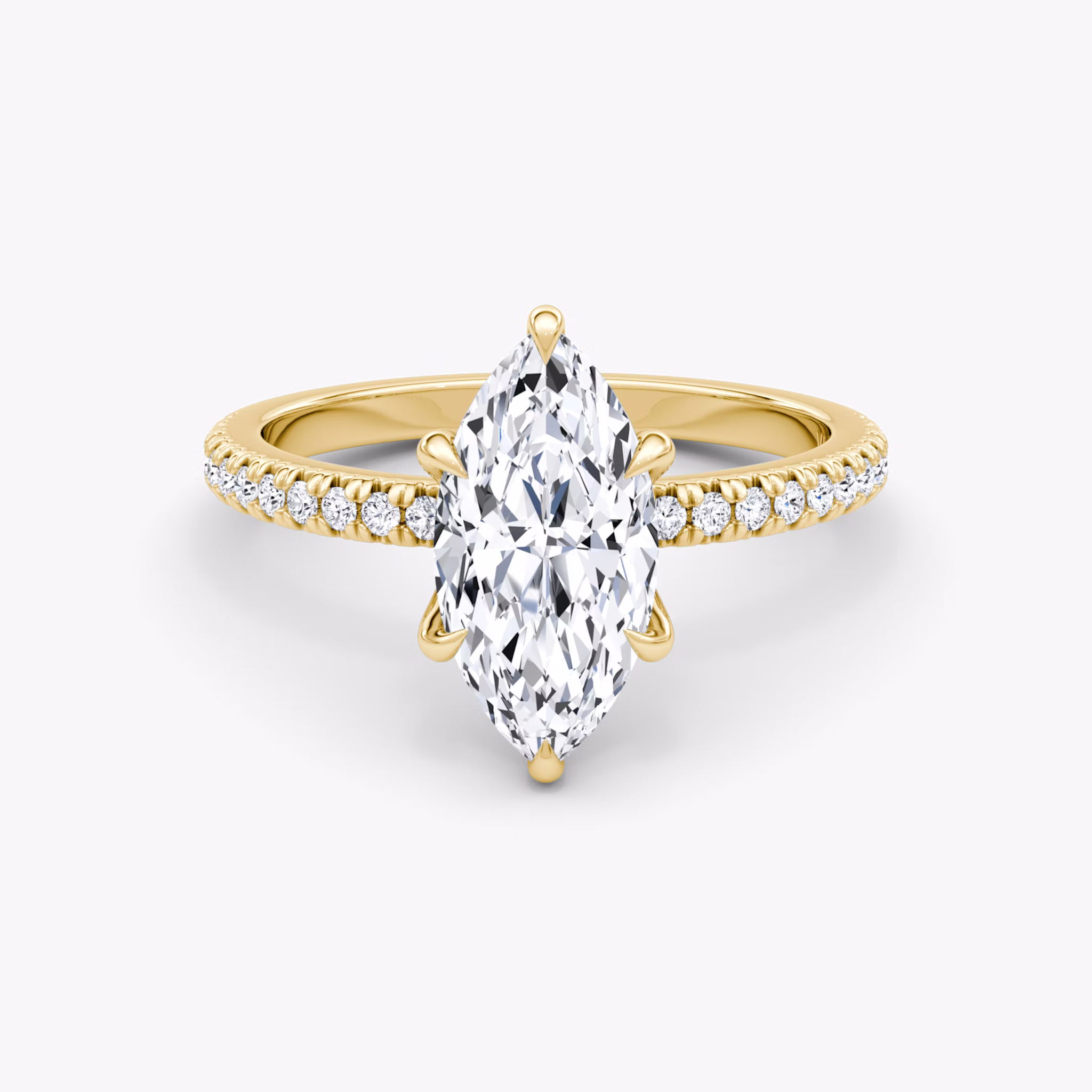 The Floating Solitaire | Marquise | 18k | Yellow Gold | bandAccent: Pavé | diamondOrientation: vertical | caratWeight: other