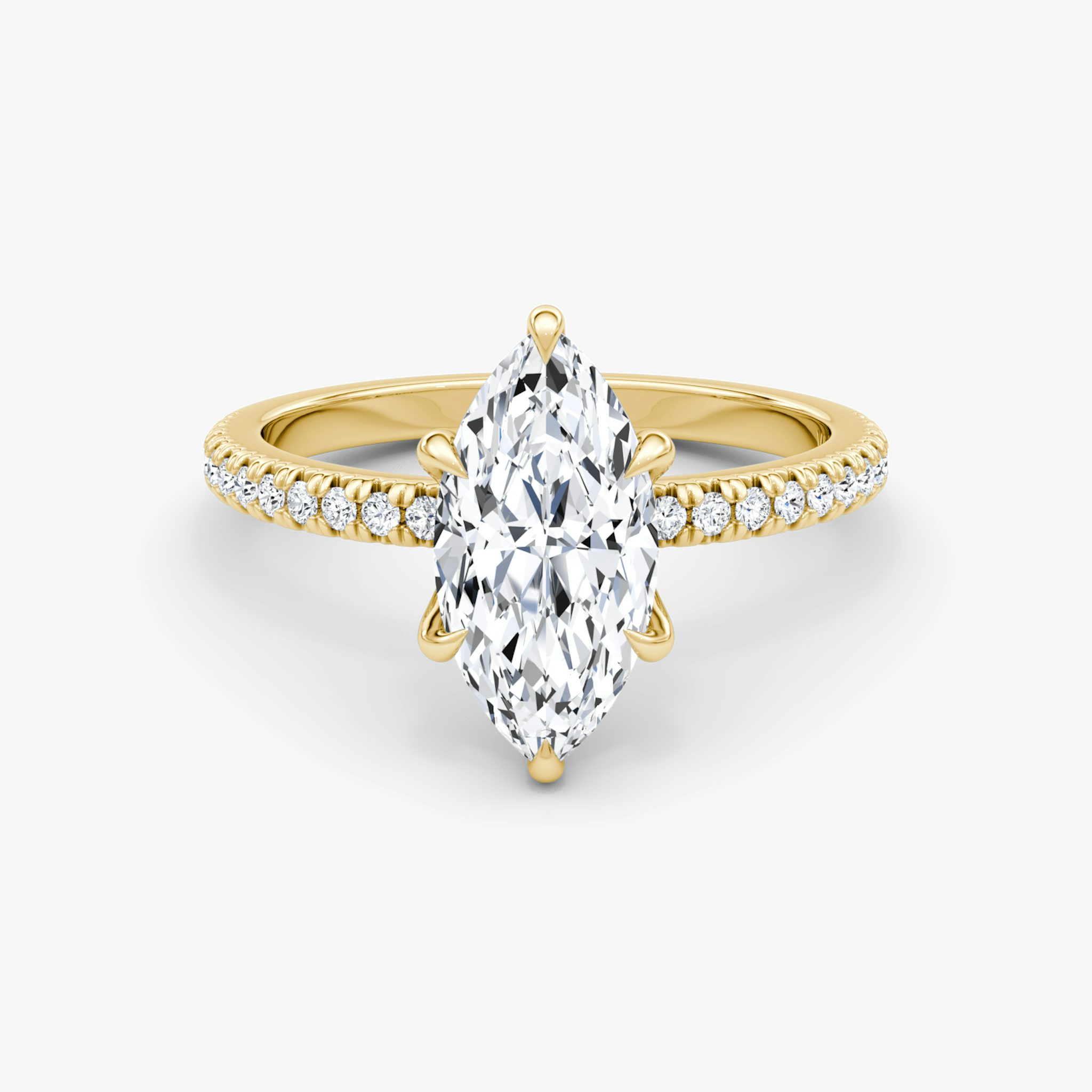 The Floating Solitaire | Marquise | 18k | Yellow Gold | bandAccent: Pavé | diamondOrientation: vertical | caratWeight: other