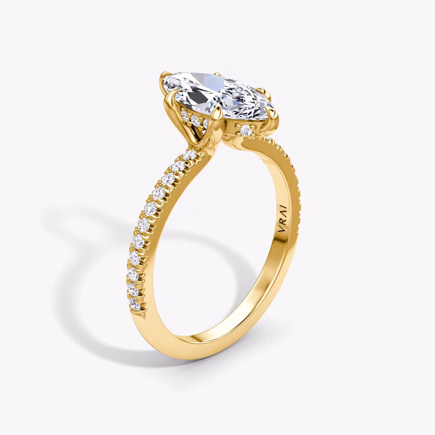 The Floating Solitaire Marquise | Yellow Gold
