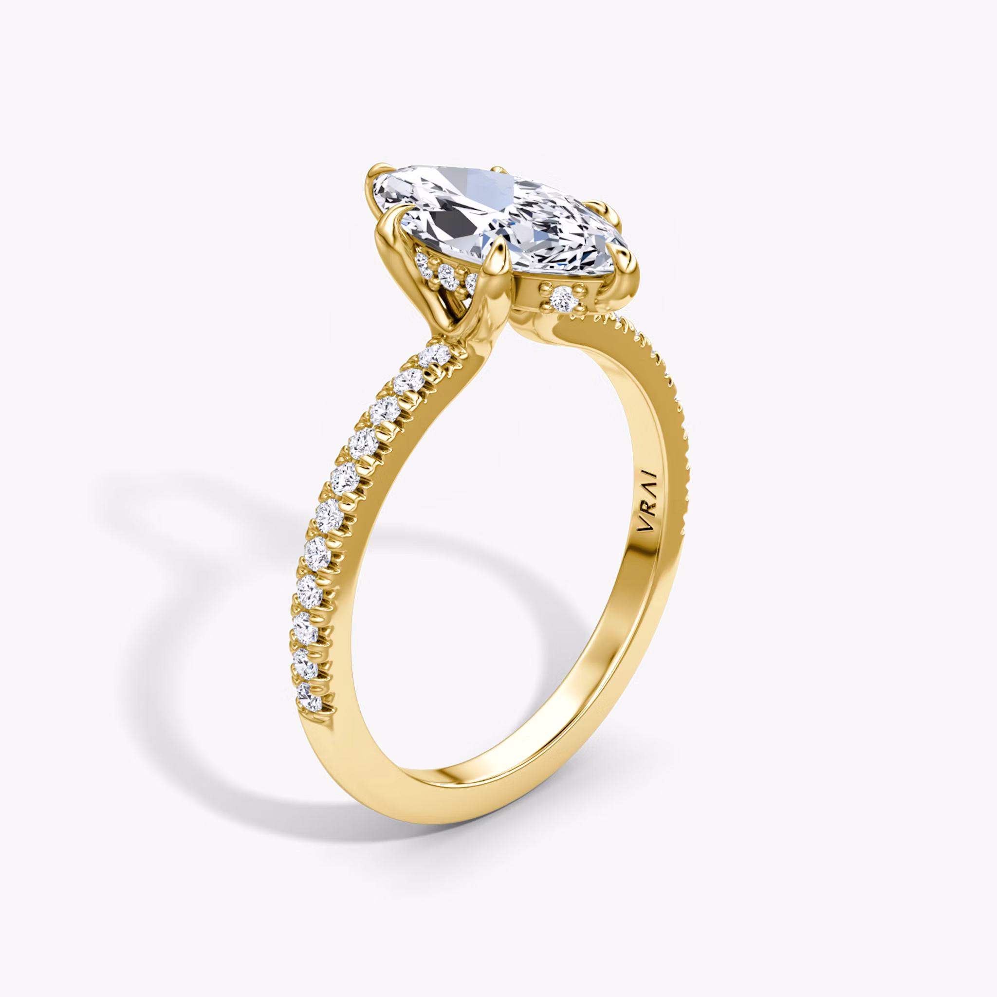 The Floating Solitaire Marquise | Yellow Gold