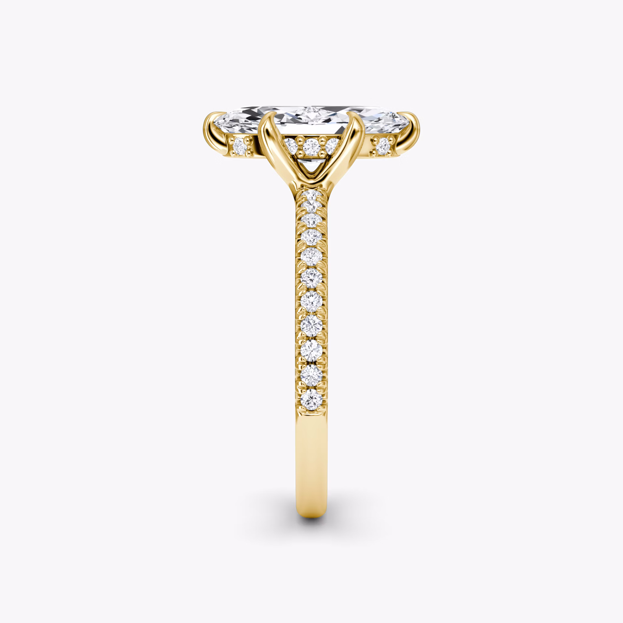 The Floating Solitaire | Marquise | 18k | Yellow Gold | bandAccent: Pavé | diamondOrientation: vertical | caratWeight: other