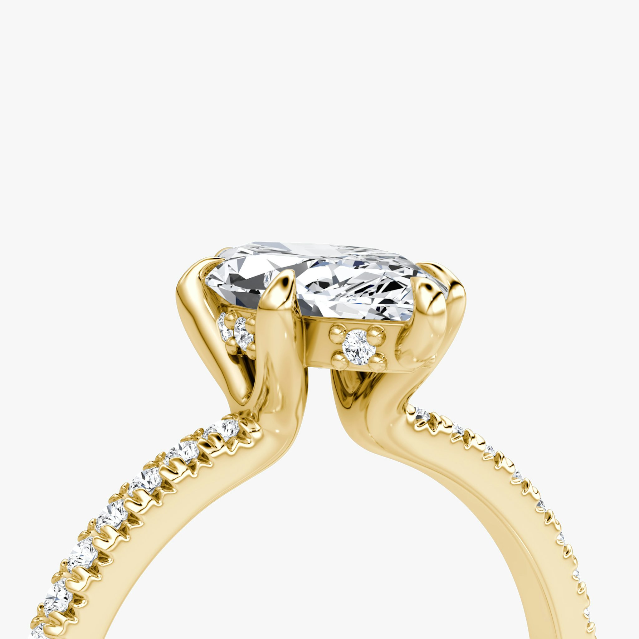 The Floating Solitaire | Marquise | 18k | Yellow Gold | bandAccent: Pavé | diamondOrientation: vertical | caratWeight: other