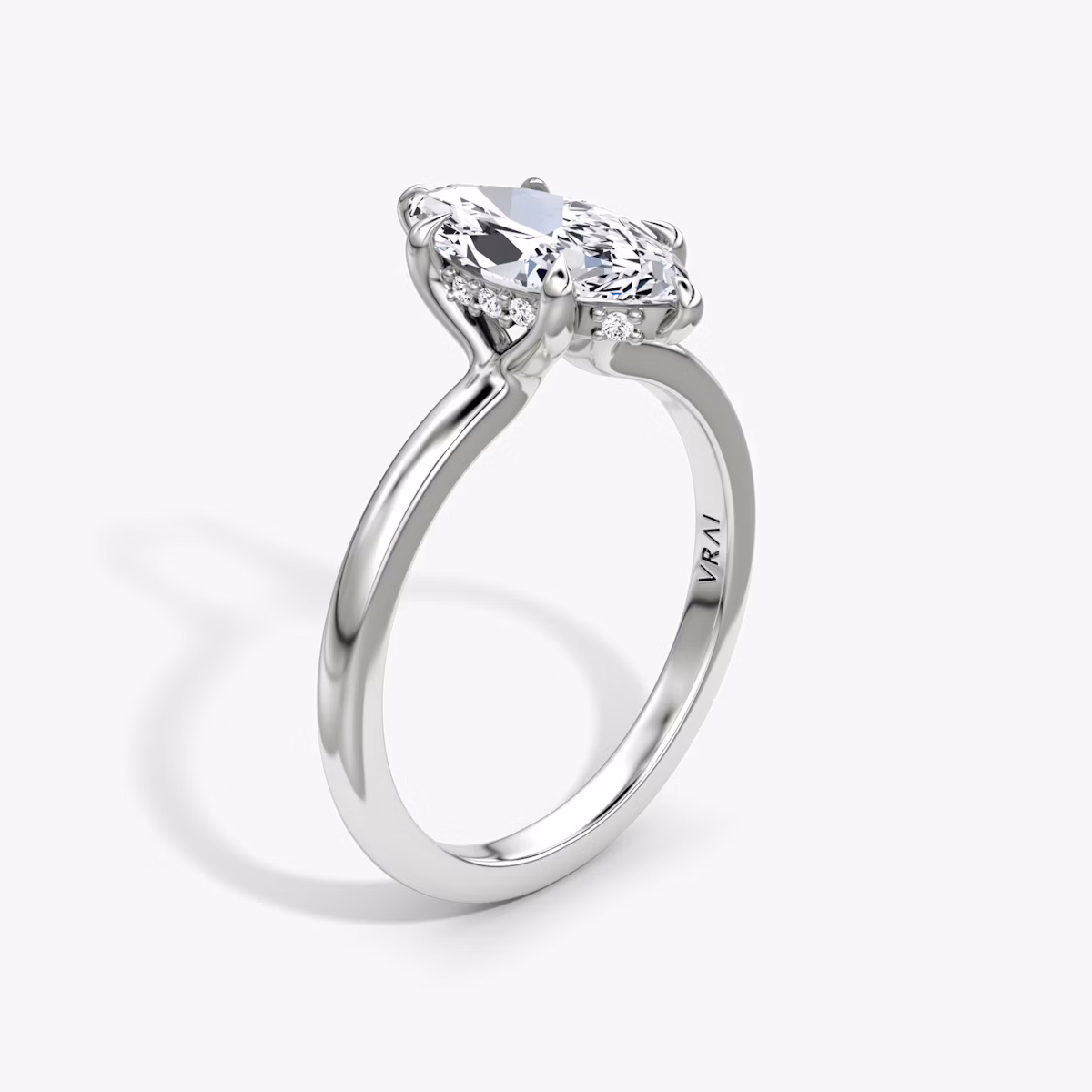 The Floating Solitaire | Marquise | Platinum | bandAccent: Plain | diamondOrientation: vertical | caratWeight: other