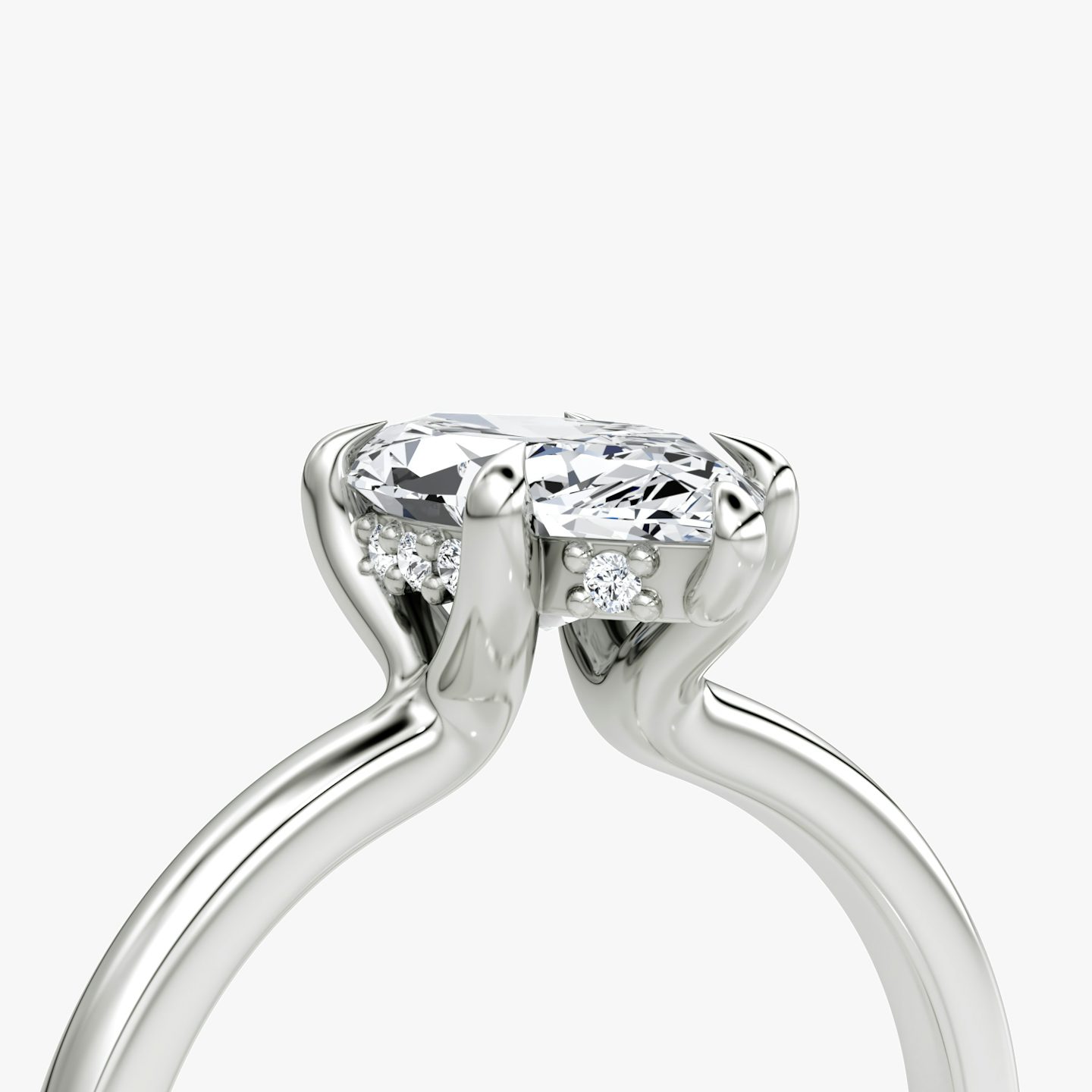 The Floating Solitaire | Marquise | 18k | White Gold | bandAccent: Plain | diamondOrientation: vertical | caratWeight: other