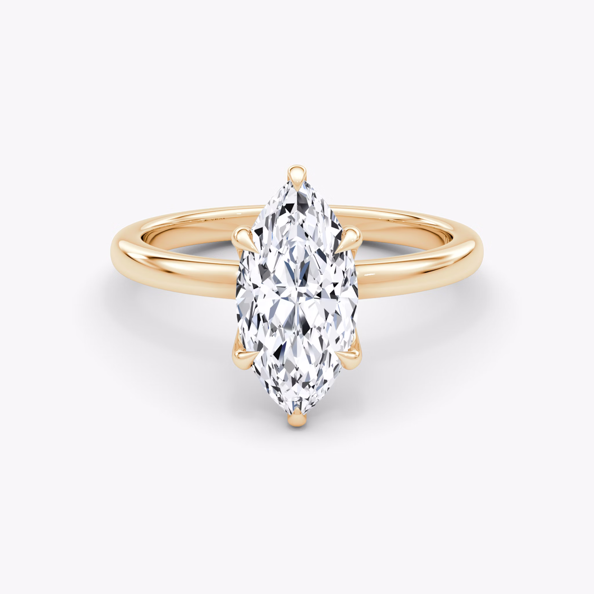 The Floating Solitaire | Marquise | 14k | Rose Gold | bandAccent: Plain | diamondOrientation: vertical | caratWeight: other