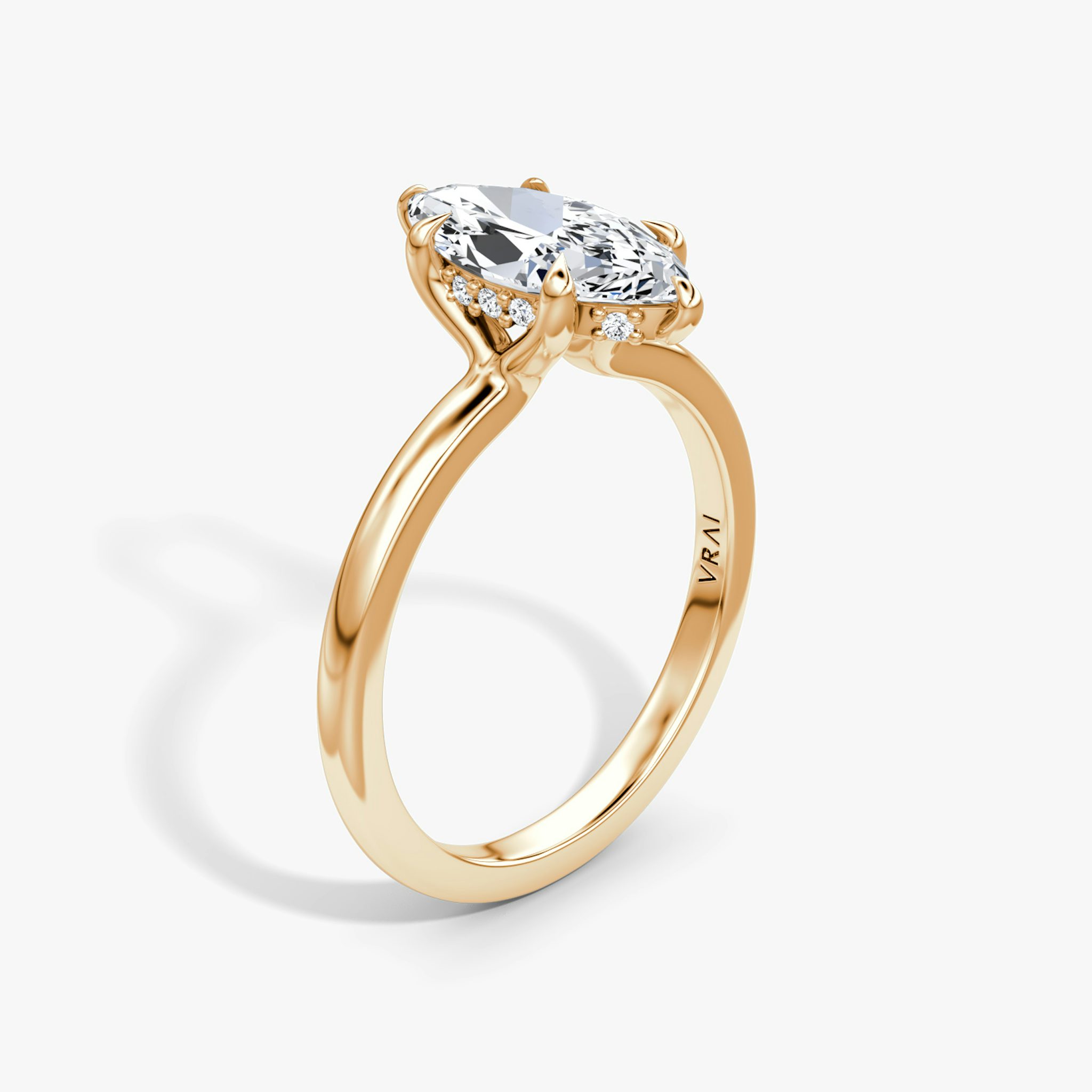 The Floating Solitaire | Marquise | 14k | Rose Gold | bandAccent: Plain | diamondOrientation: vertical | caratWeight: other
