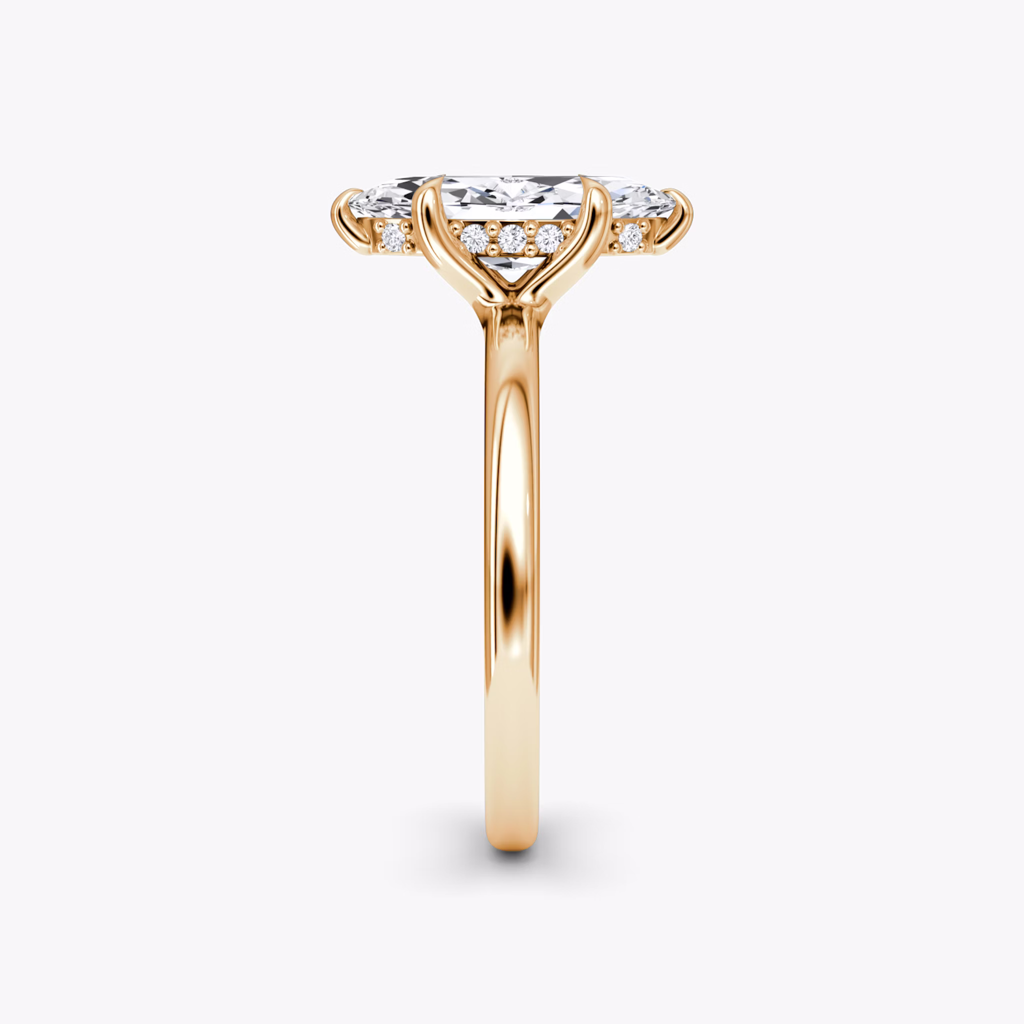 The Floating Solitaire | Marquise | 14k | Rose Gold | bandAccent: Plain | diamondOrientation: vertical | caratWeight: other