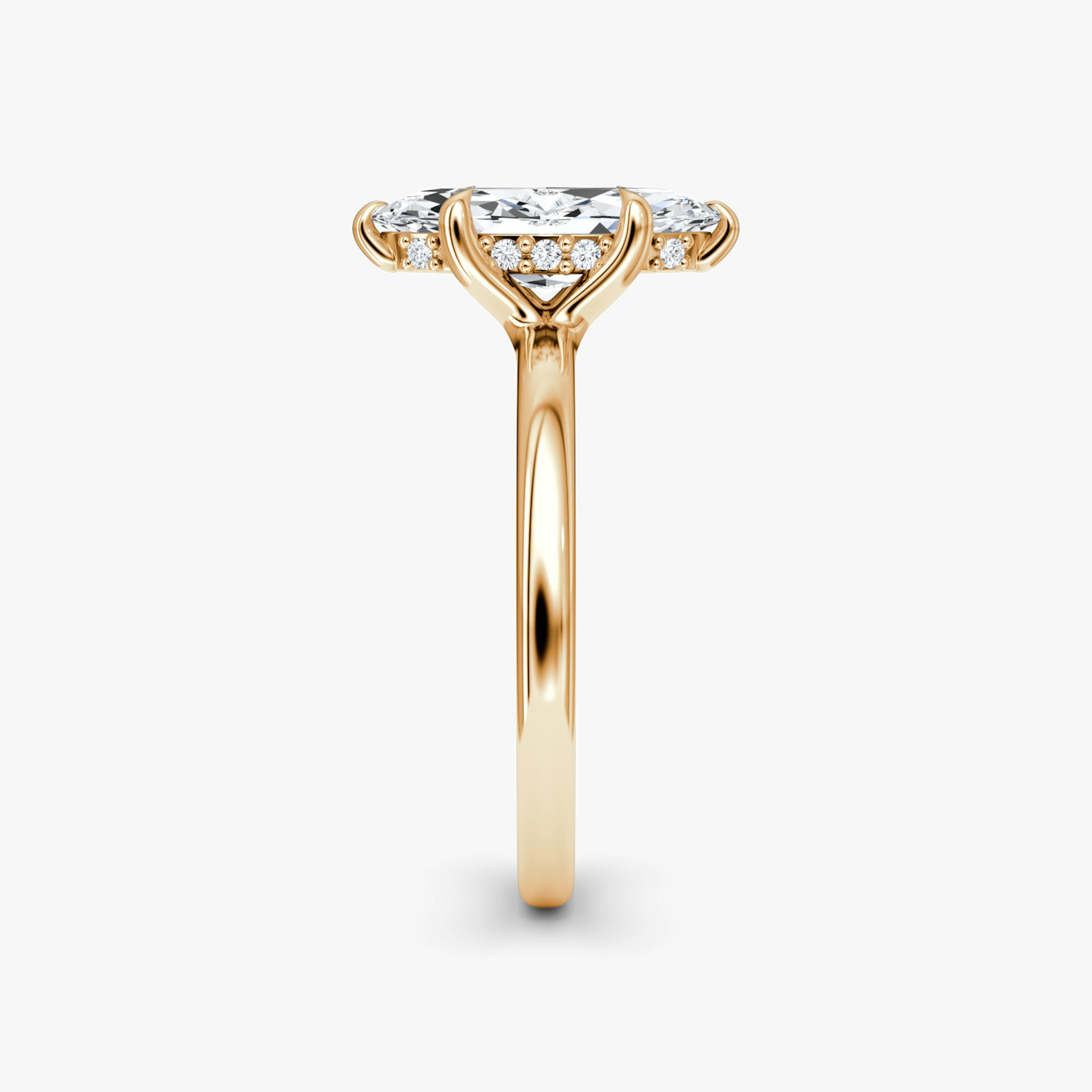 The Floating Solitaire | Marquise | 14k | Rose Gold | bandAccent: Plain | diamondOrientation: vertical | caratWeight: other