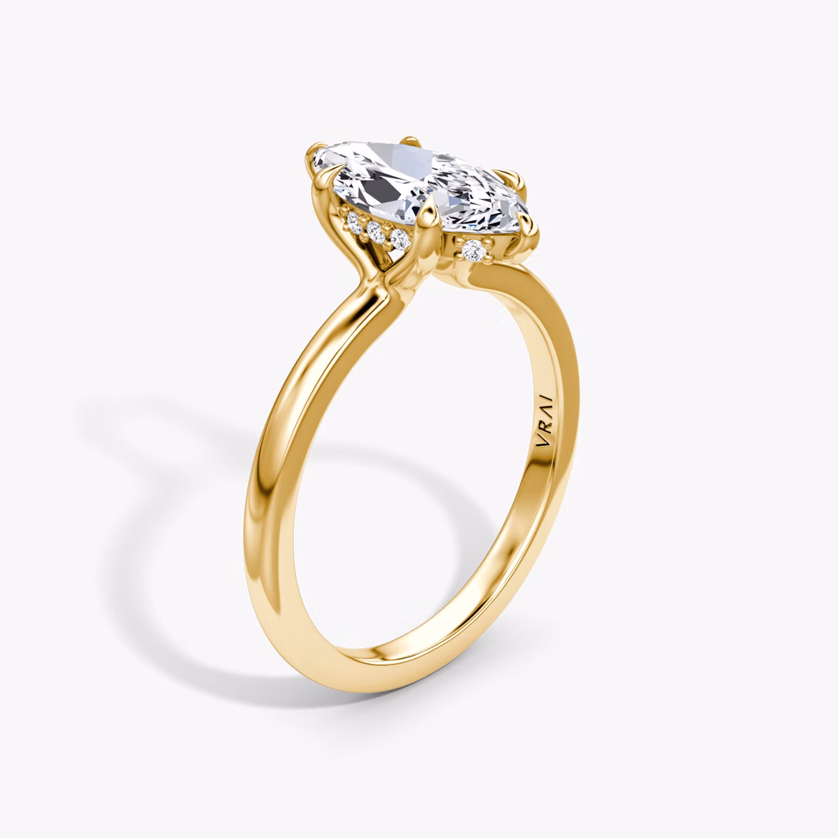 The Floating Solitaire | Marquise | 18k | Yellow Gold | bandAccent: Plain | diamondOrientation: vertical | caratWeight: other