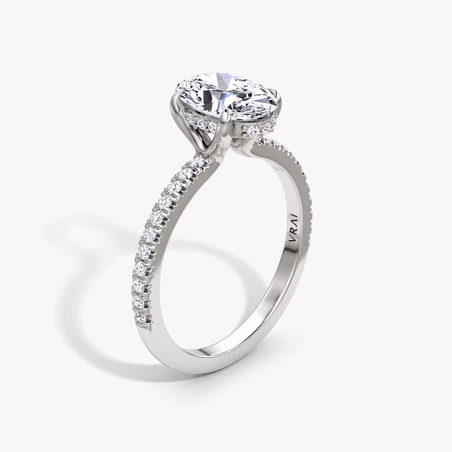 The Floating Solitaire Oval | White Gold