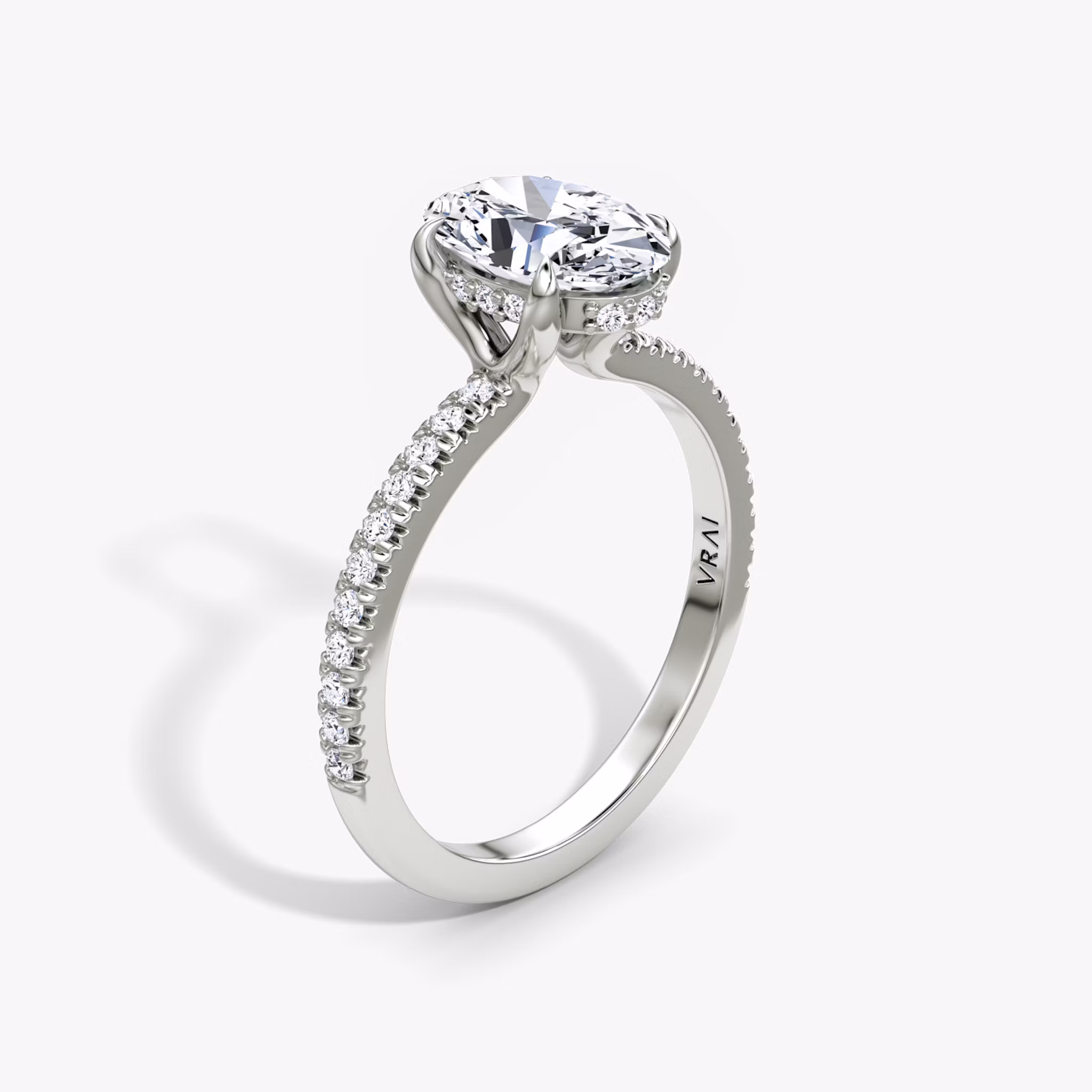 The Floating Solitaire Oval | White Gold