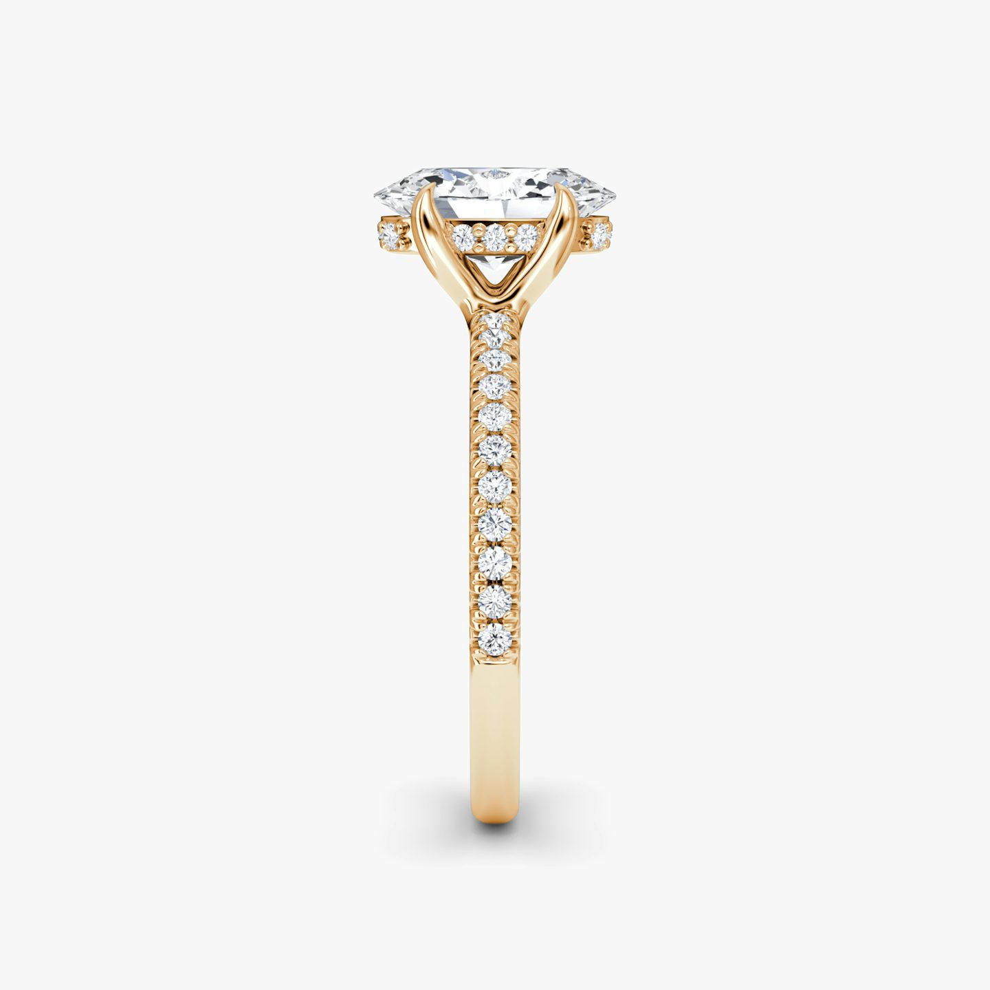The Floating Solitaire | Oval | 14k | Rose Gold | bandAccent: Pavé | diamondOrientation: vertical | caratWeight: other
