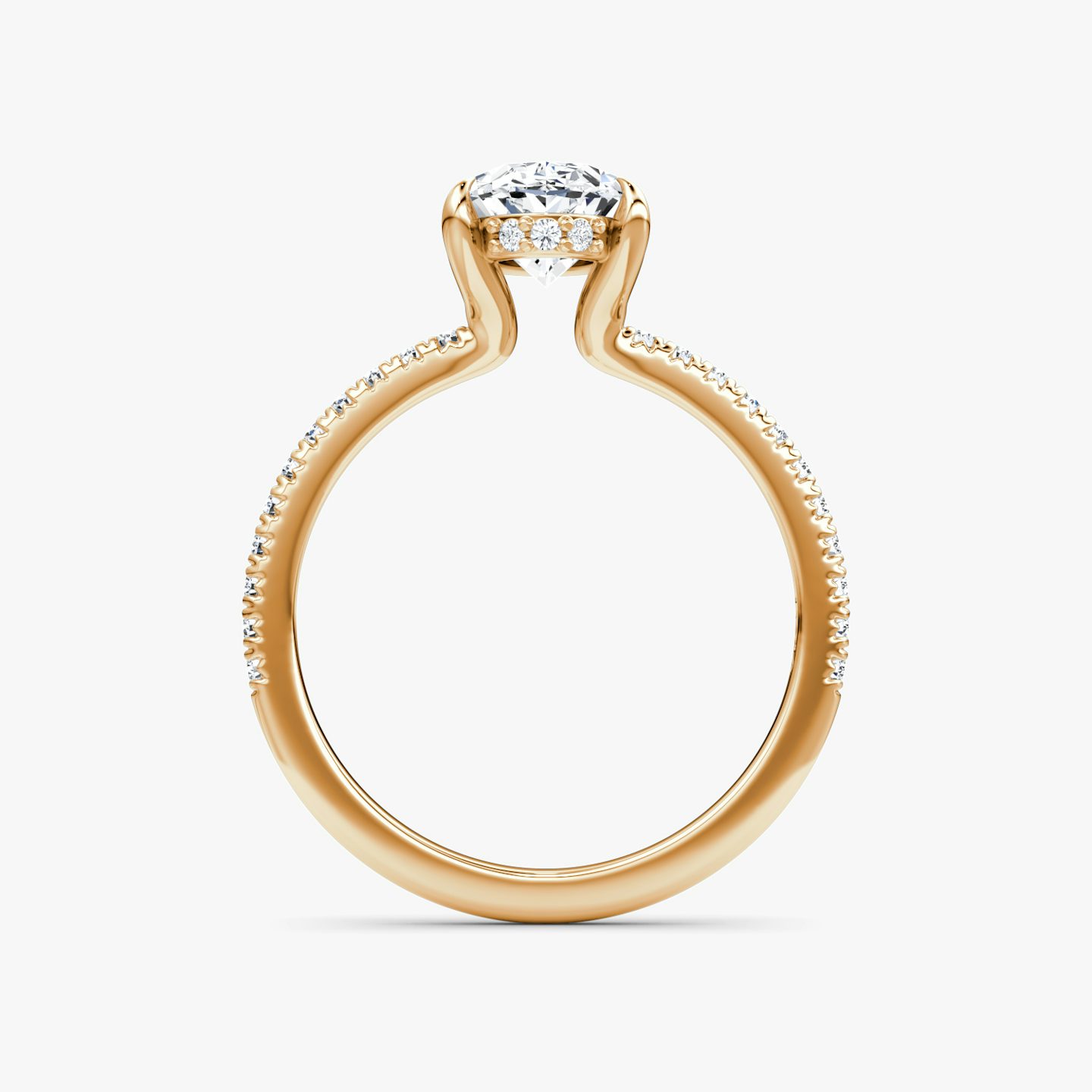 The Floating Solitaire | Oval | 14k | Rose Gold | bandAccent: Pavé | diamondOrientation: vertical | caratWeight: other