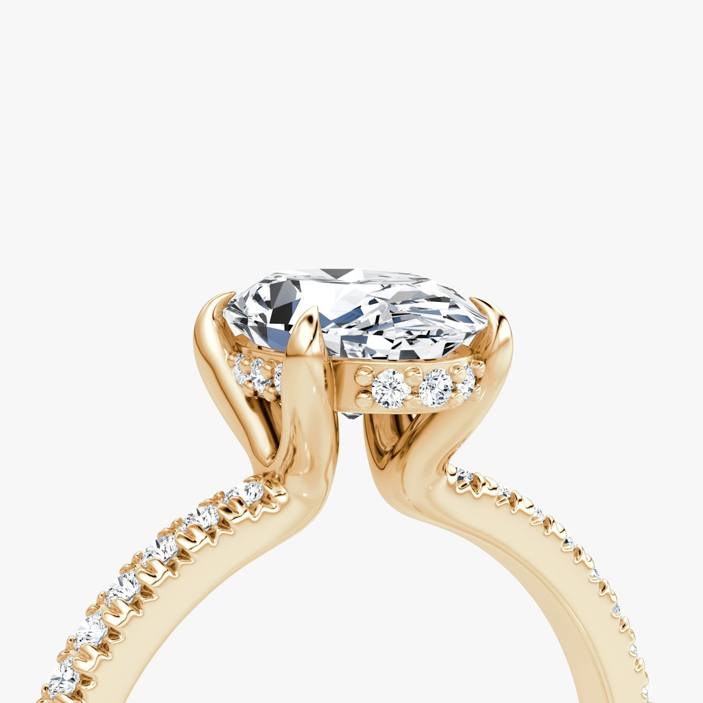 The Floating Solitaire | Oval | 14k | Rose Gold | bandAccent: Pavé | diamondOrientation: vertical | caratWeight: other