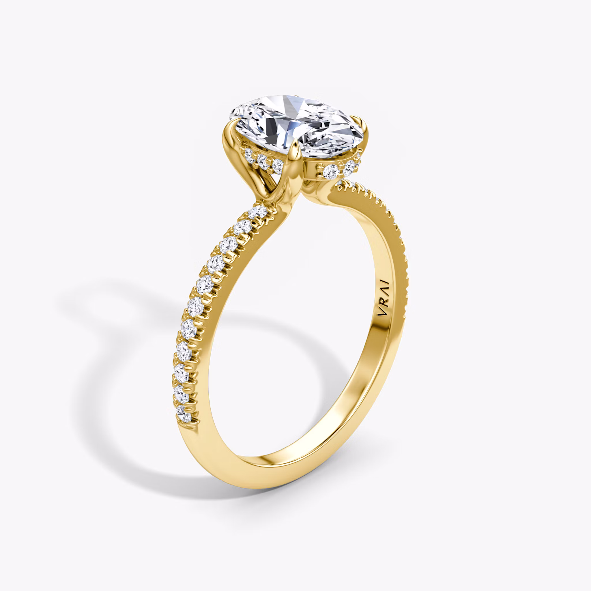 The Floating Solitaire Oval | Yellow Gold