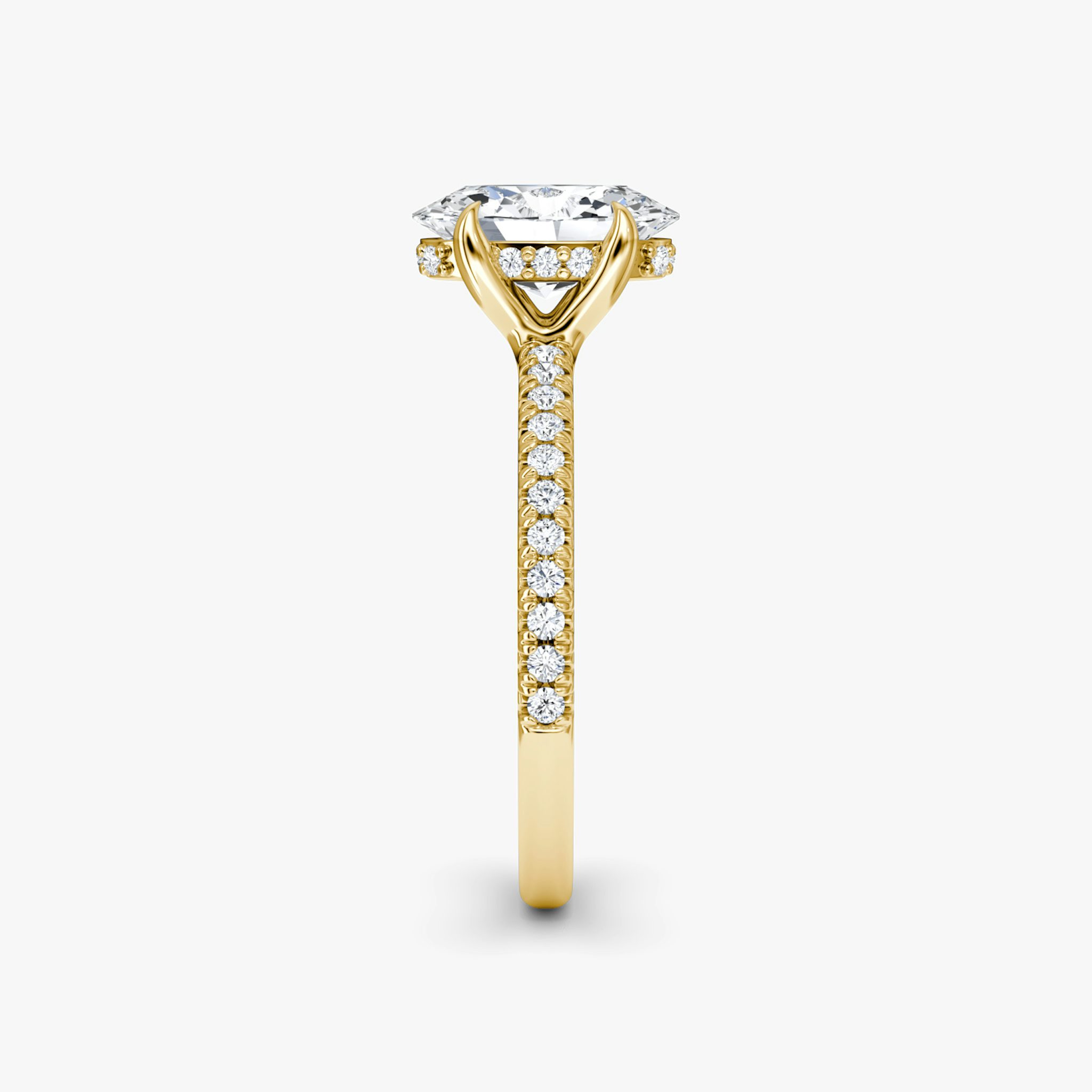 The Floating Solitaire | Oval | 18k | Yellow Gold | bandAccent: Pavé | diamondOrientation: vertical | caratWeight: other