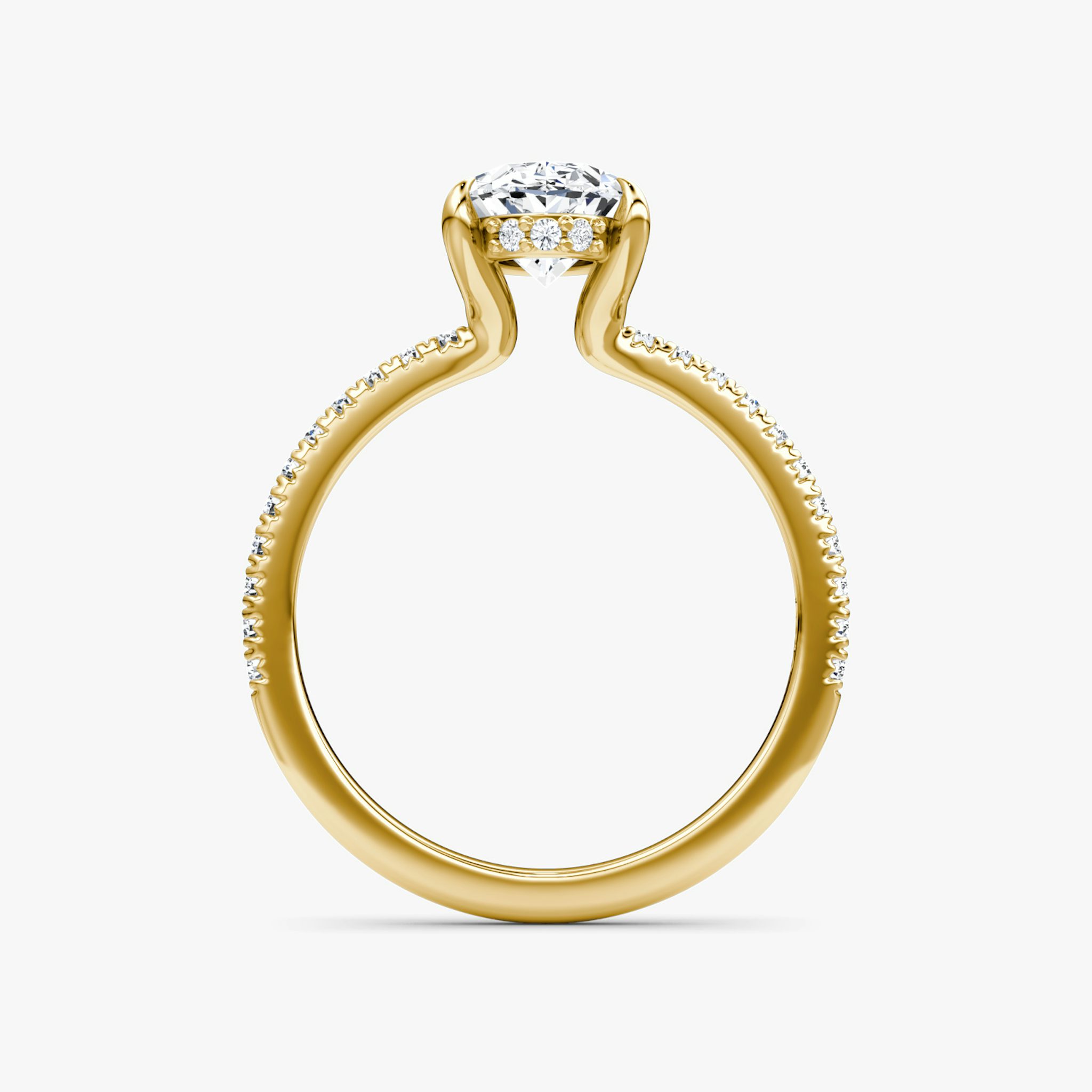 The Floating Solitaire | Oval | 18k | Yellow Gold | bandAccent: Pavé | diamondOrientation: vertical | caratWeight: other