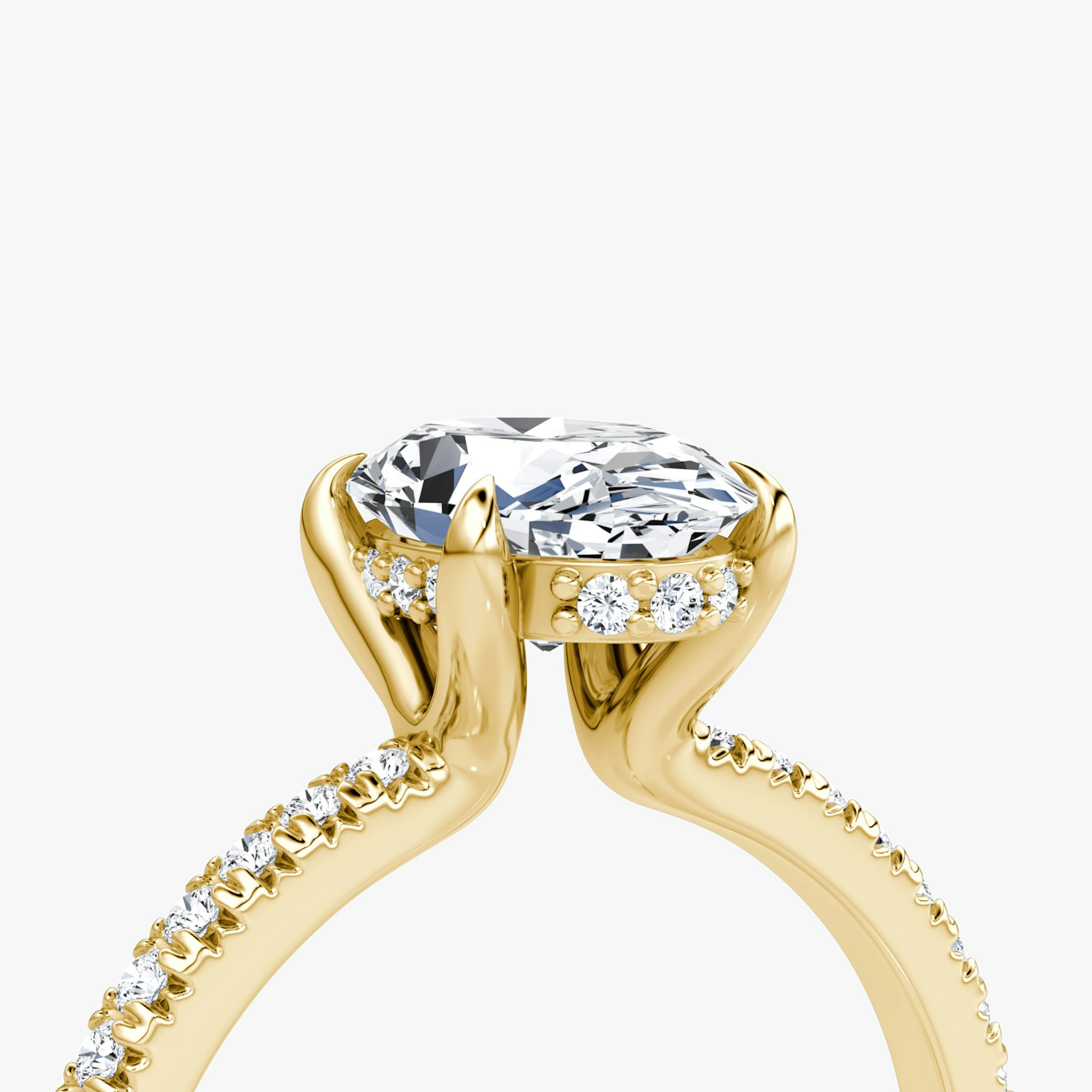 The Floating Solitaire | Oval | 18k | Yellow Gold | bandAccent: Pavé | diamondOrientation: vertical | caratWeight: other