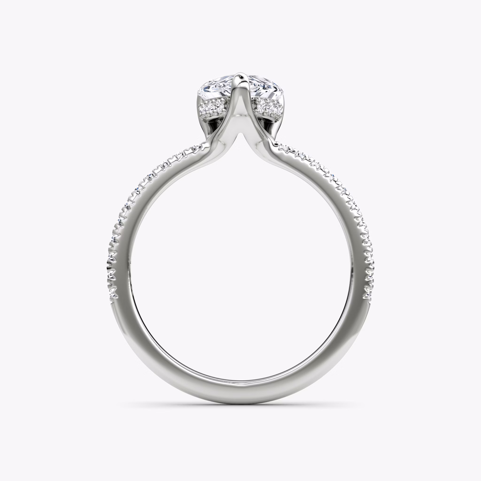 The Floating Solitaire | Pear | Platinum | bandAccent: Pavé | diamondOrientation: vertical | caratWeight: other