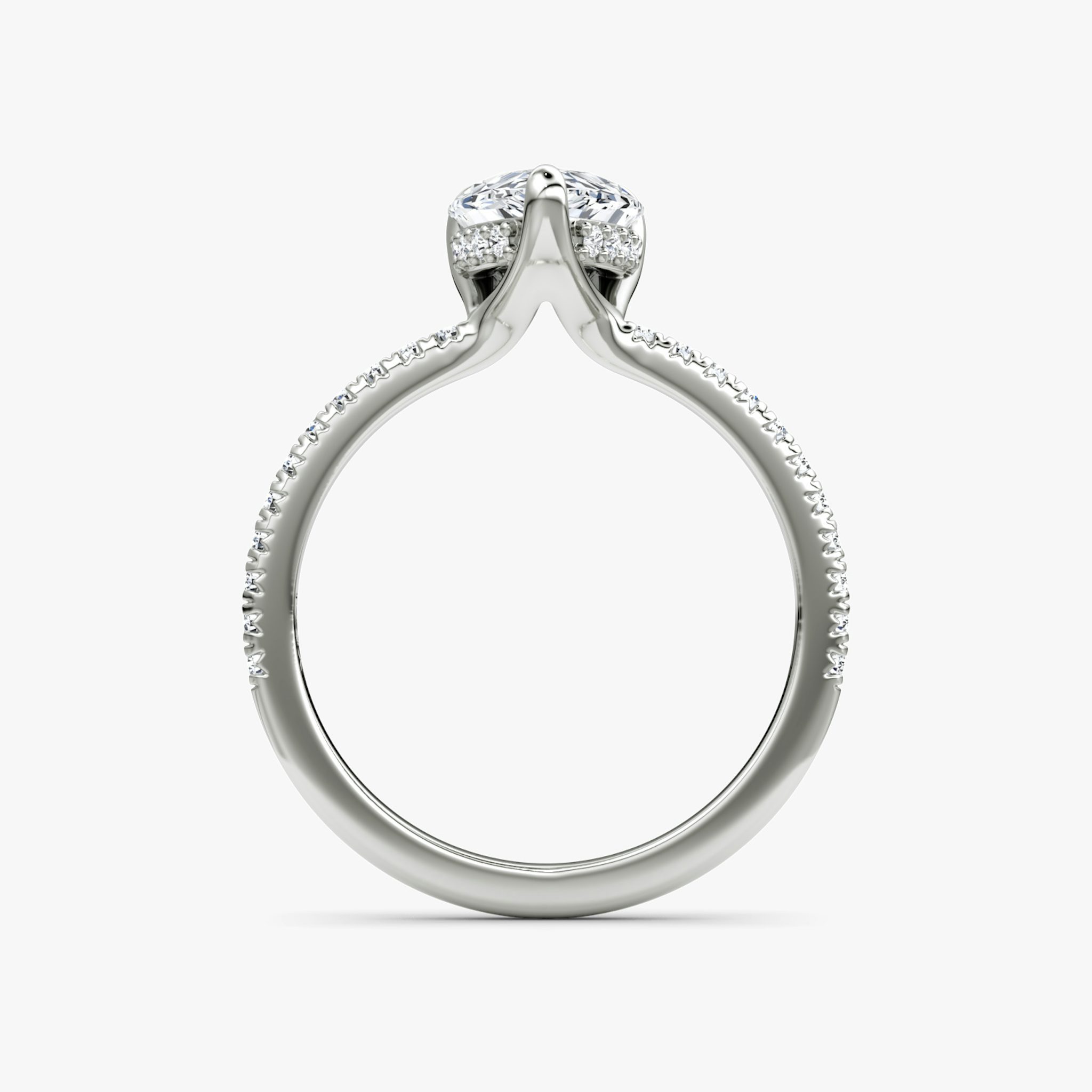 The Floating Solitaire | Pear | Platinum | bandAccent: Pavé | diamondOrientation: vertical | caratWeight: other