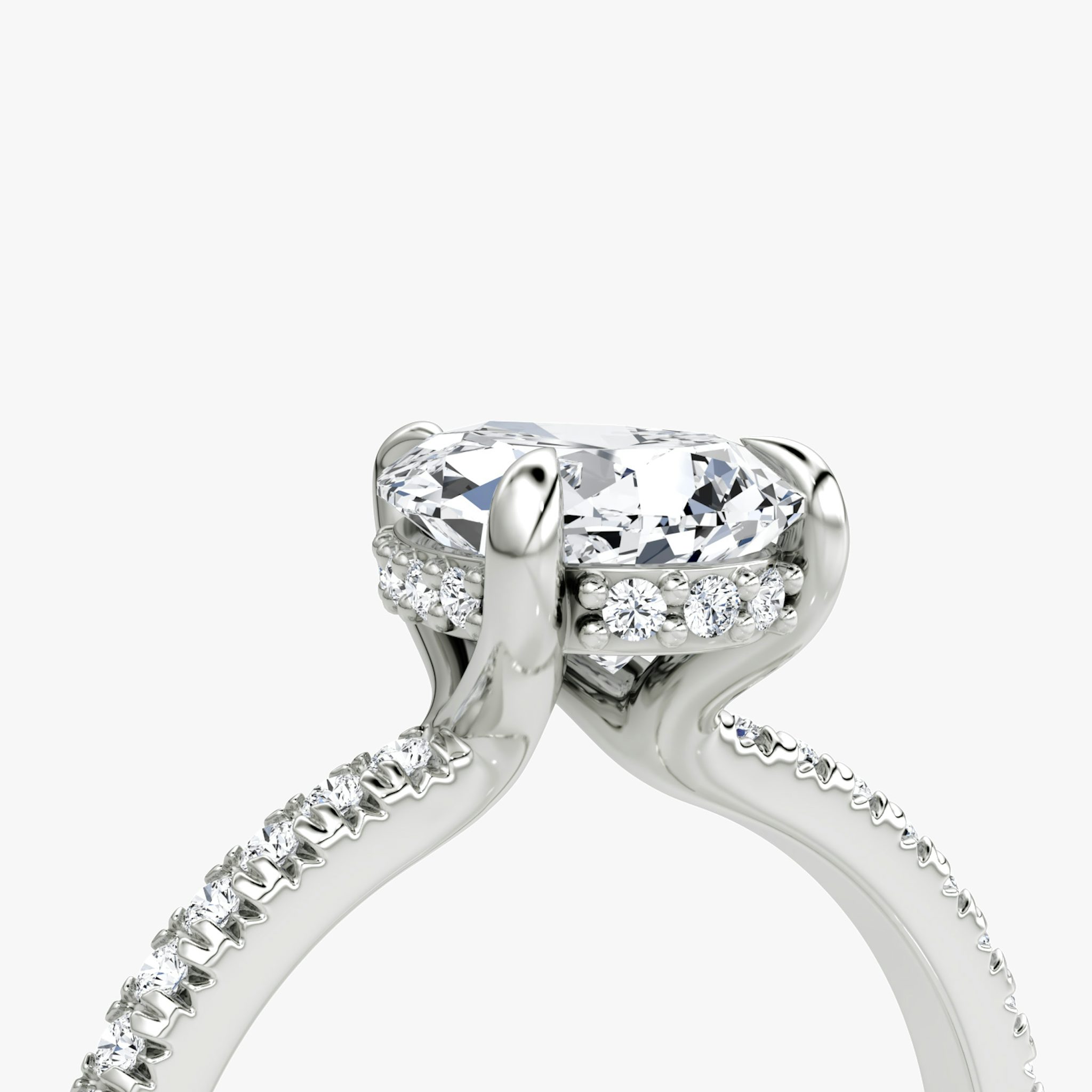 The Floating Solitaire | Pear | Platinum | bandAccent: Pavé | diamondOrientation: vertical | caratWeight: other