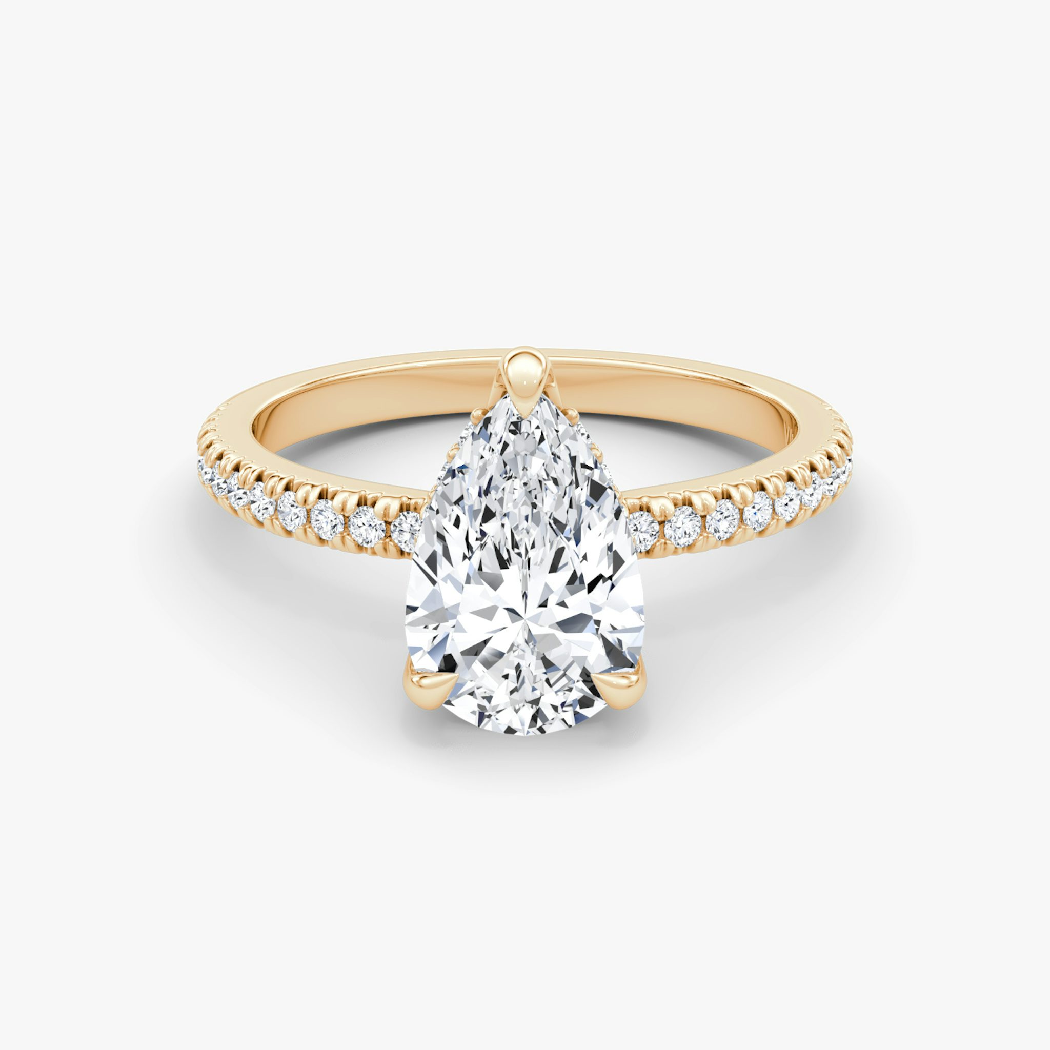 The Floating Solitaire | Pear | 14k | Rose Gold | bandAccent: Pavé | diamondOrientation: vertical | caratWeight: other