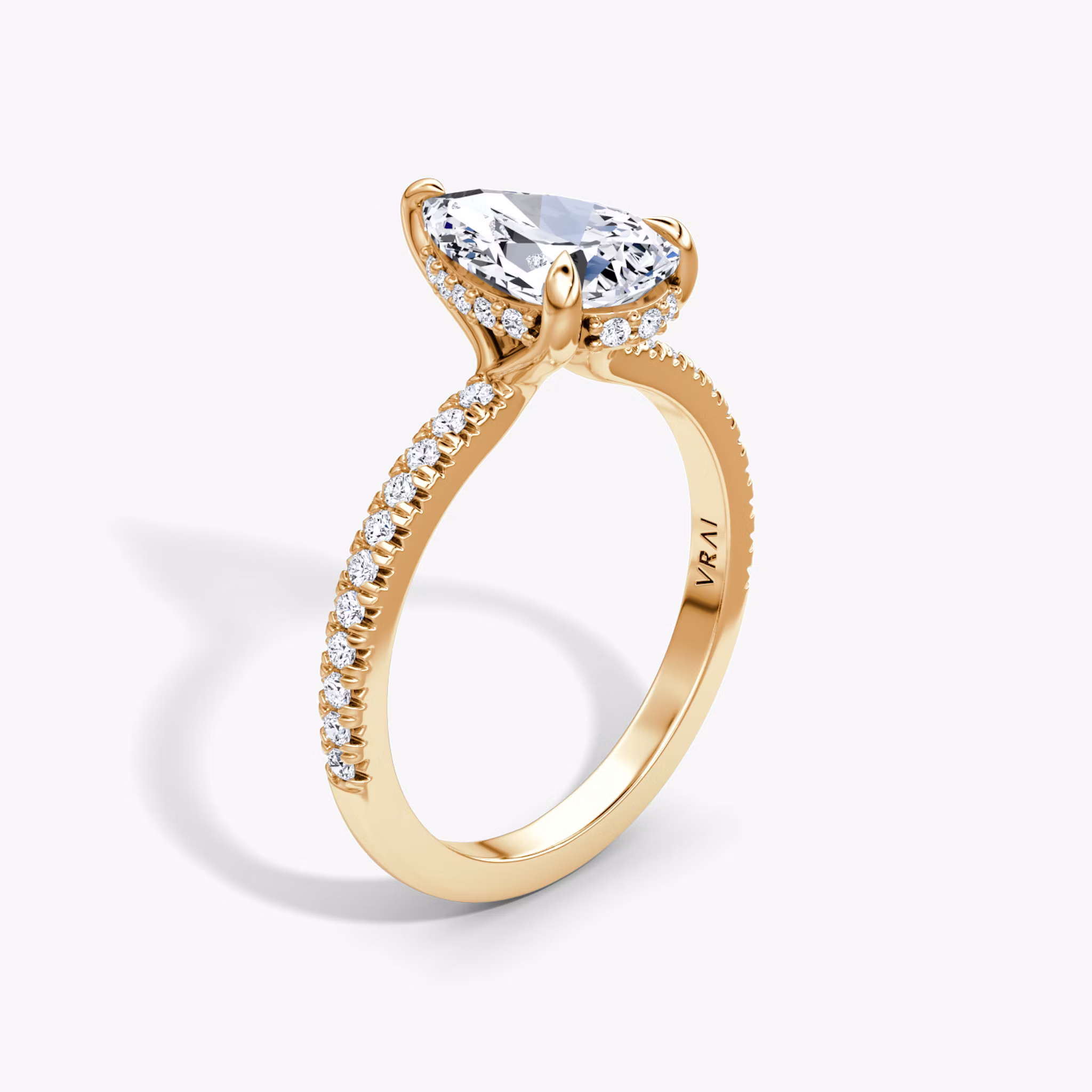 The Floating Solitaire Pear | Rose Gold