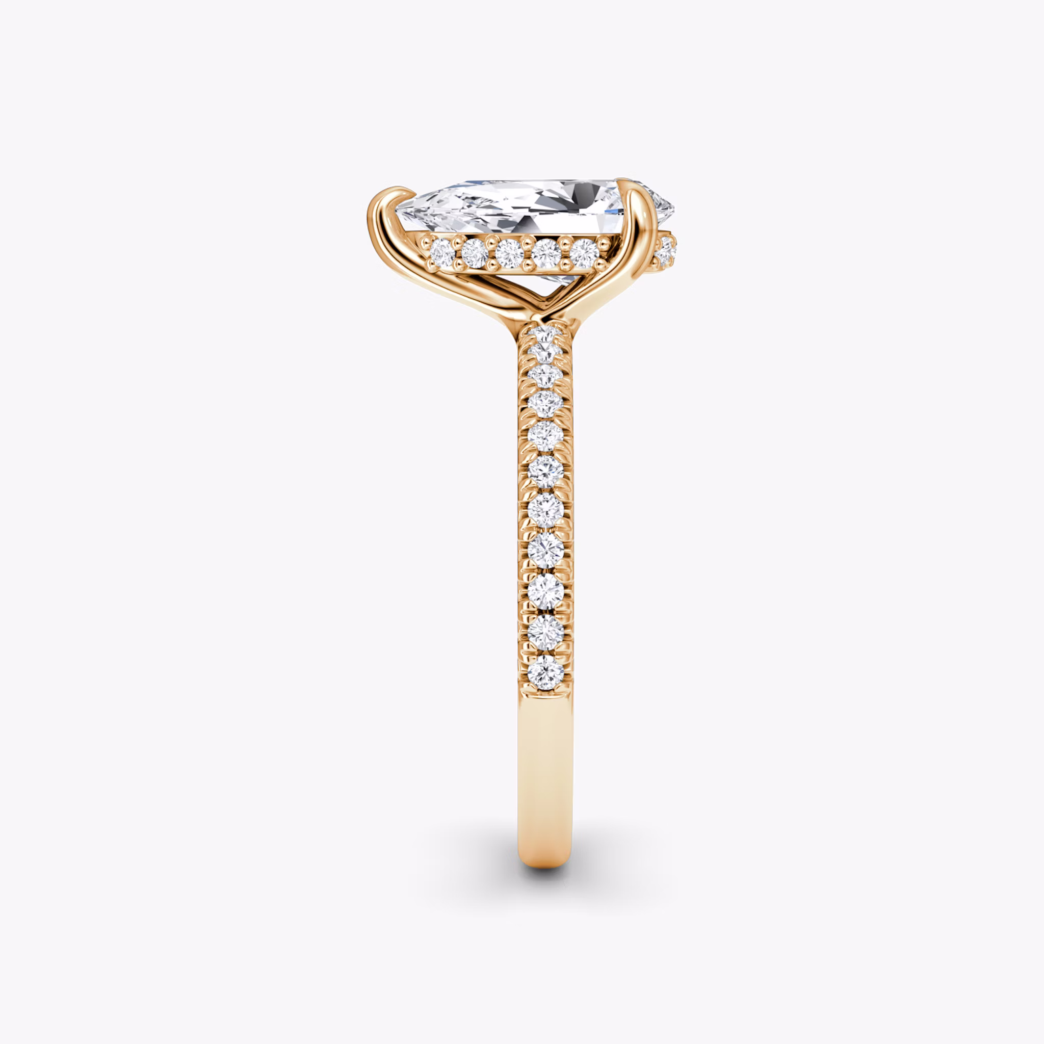 The Floating Solitaire | Pear | 14k | Rose Gold | bandAccent: Pavé | diamondOrientation: vertical | caratWeight: other