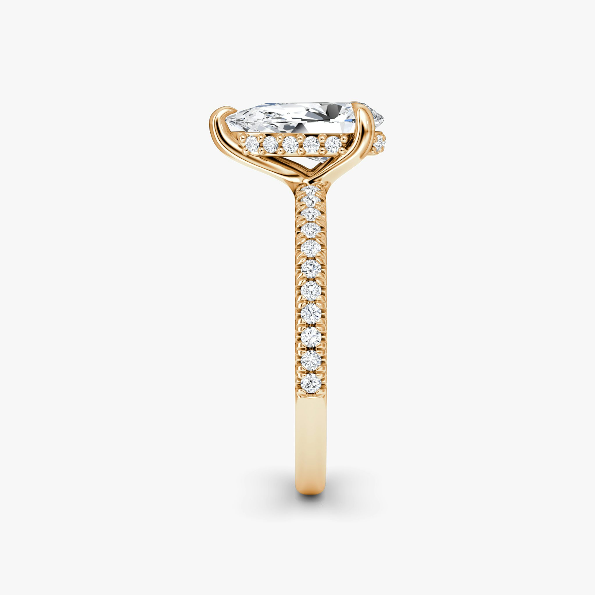 The Floating Solitaire | Pear | 14k | Rose Gold | bandAccent: Pavé | diamondOrientation: vertical | caratWeight: other