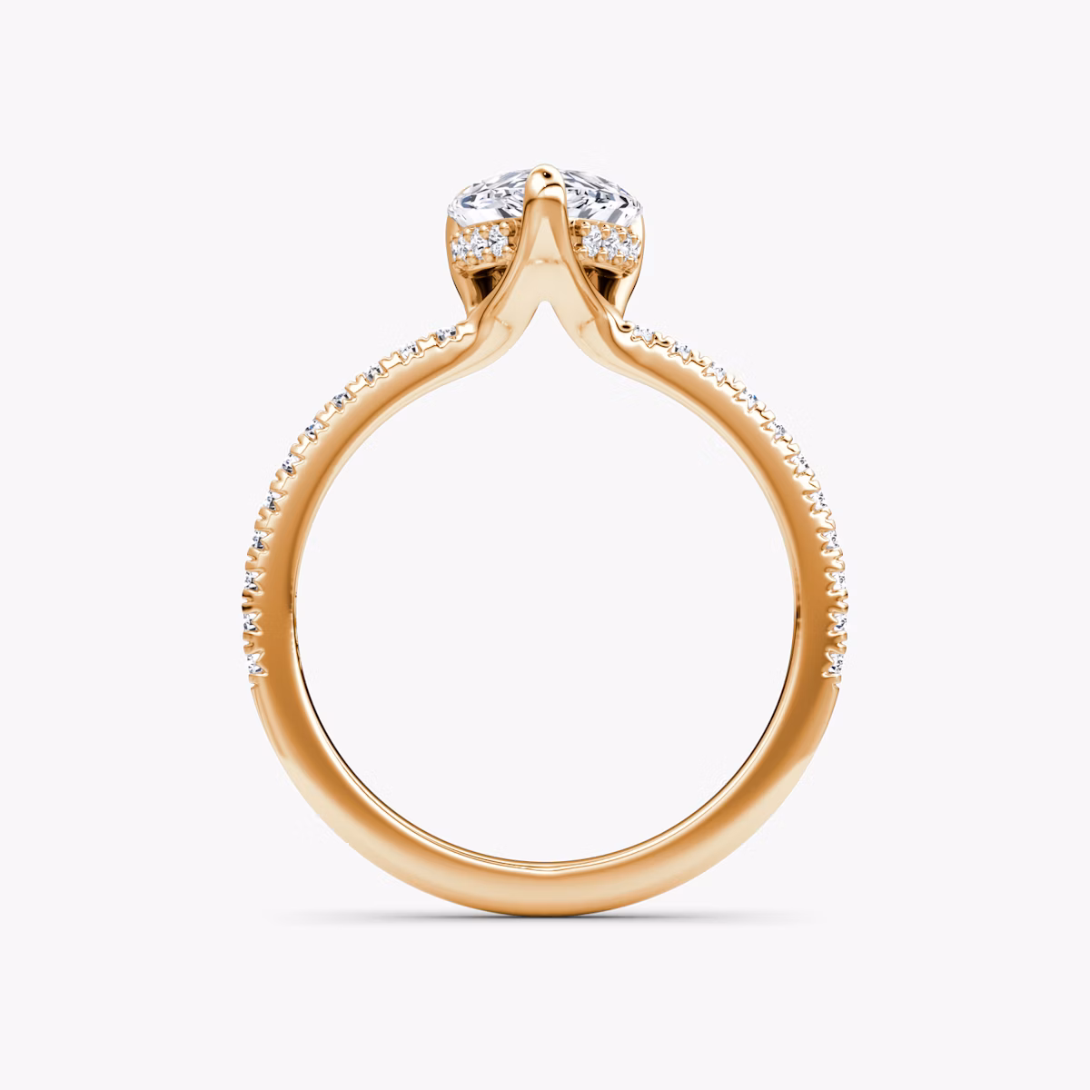The Floating Solitaire | Pear | 14k | Rose Gold | bandAccent: Pavé | diamondOrientation: vertical | caratWeight: other