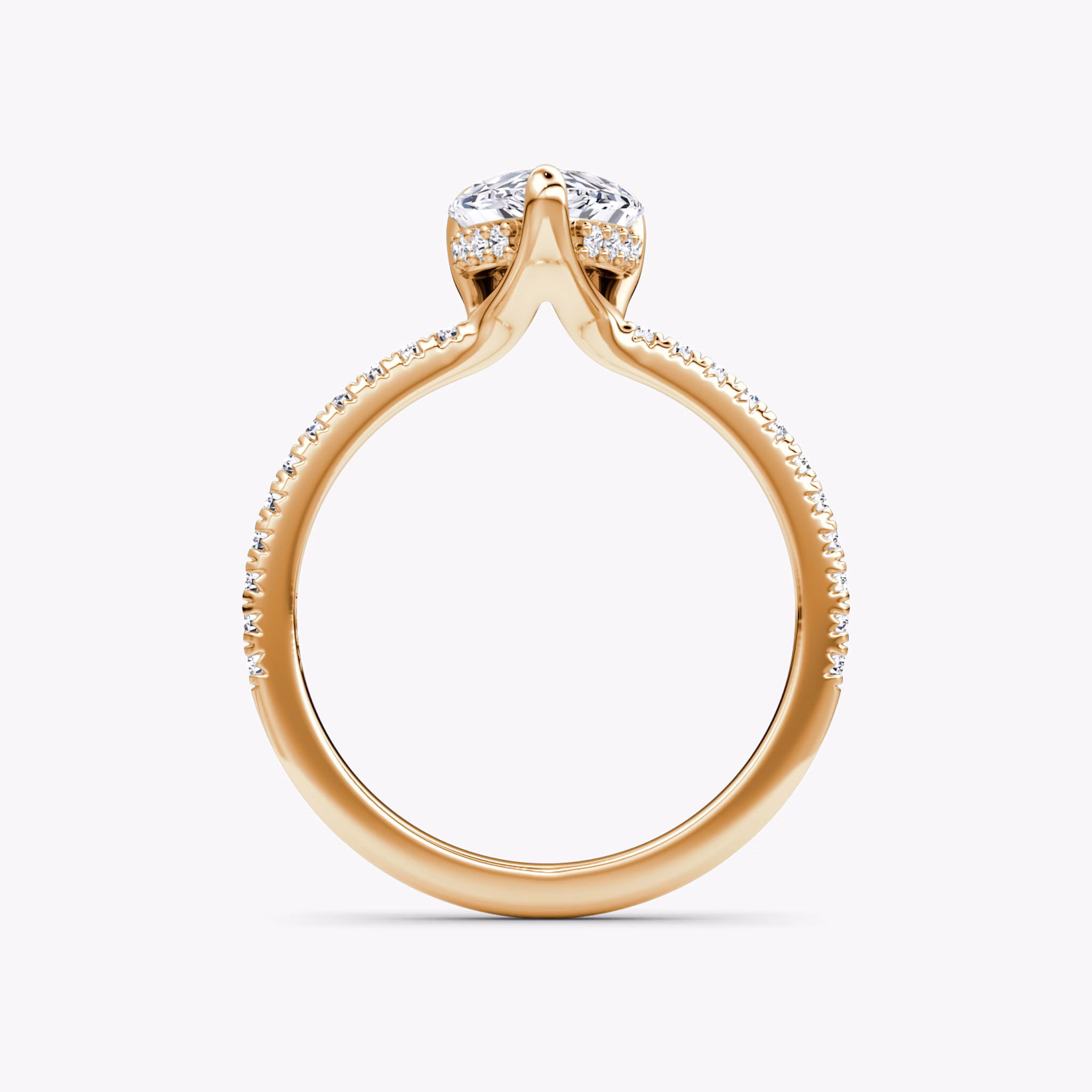 The Floating Solitaire | Pear | 14k | Rose Gold | bandAccent: Pavé | diamondOrientation: vertical | caratWeight: other