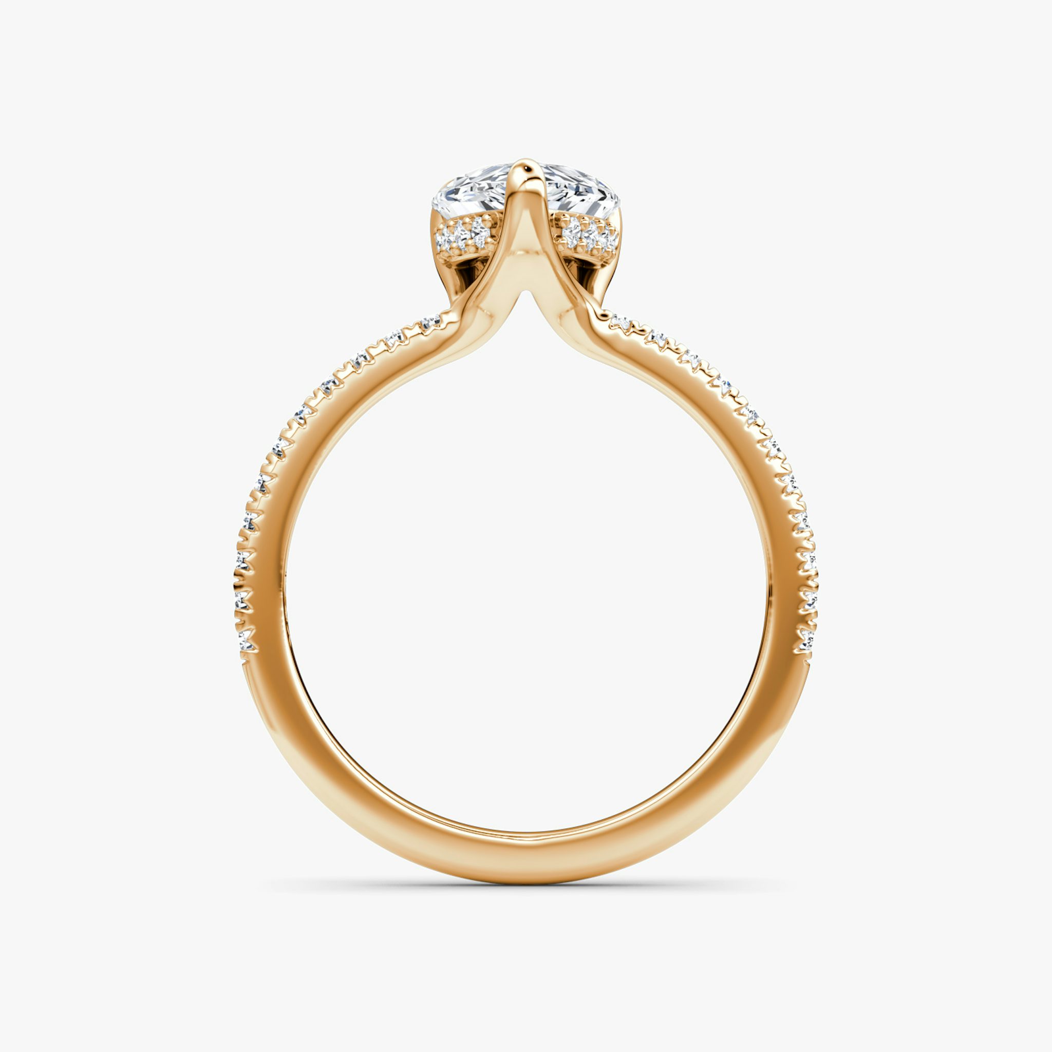 The Floating Solitaire | Pear | 14k | Rose Gold | bandAccent: Pavé | diamondOrientation: vertical | caratWeight: other