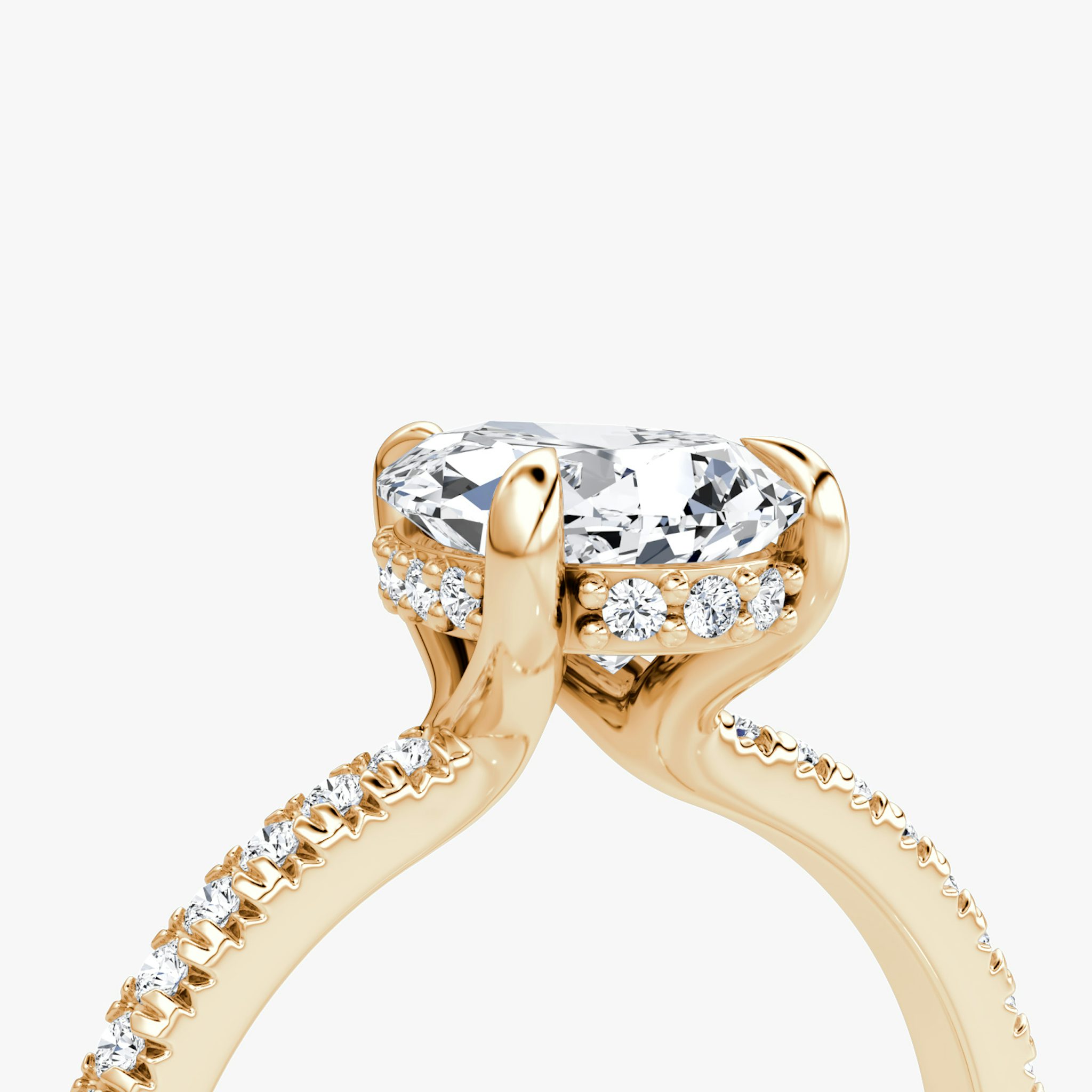 The Floating Solitaire | Pear | 14k | Rose Gold | bandAccent: Pavé | diamondOrientation: vertical | caratWeight: other