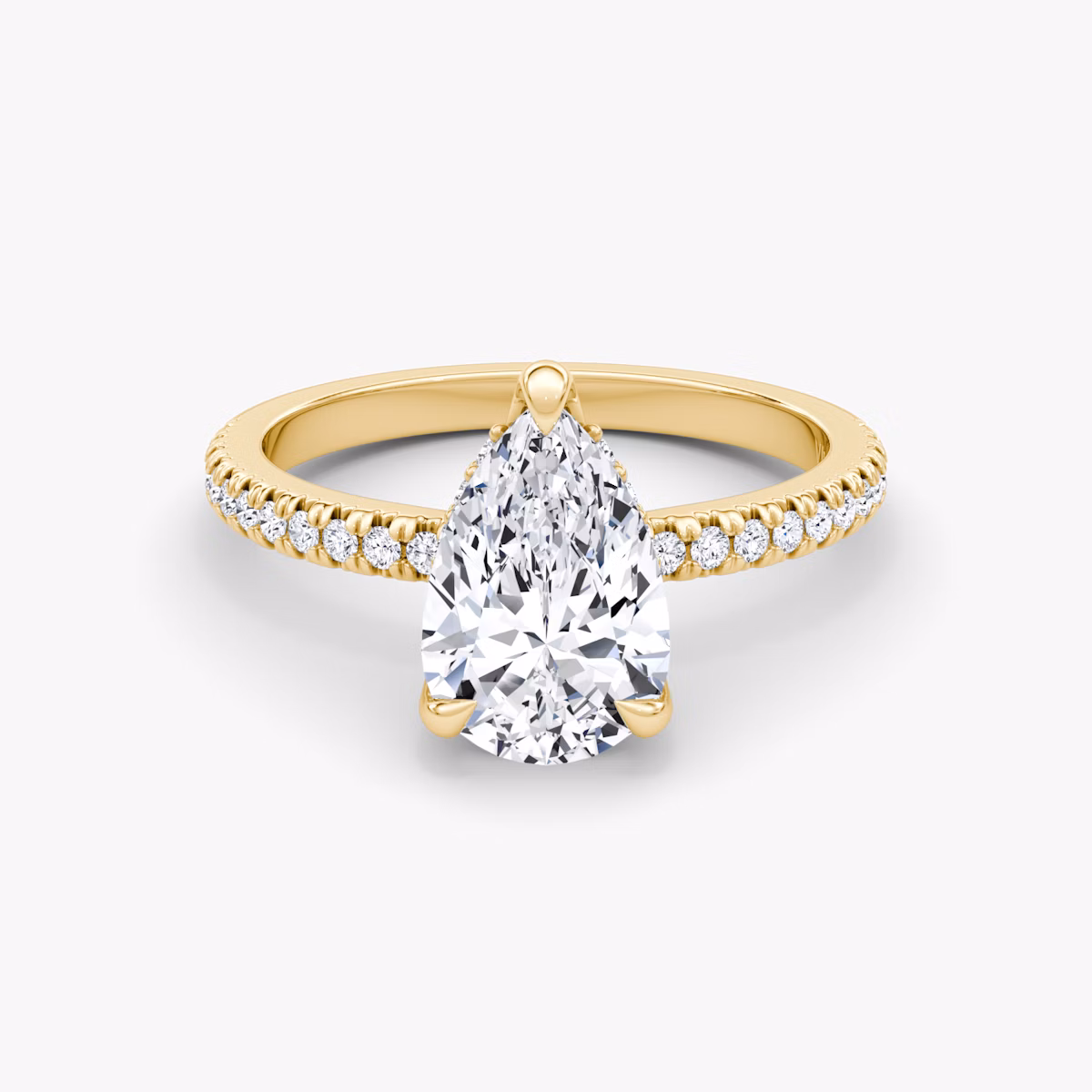The Floating Solitaire | Pear | 18k | Yellow Gold | bandAccent: Pavé | diamondOrientation: vertical | caratWeight: other