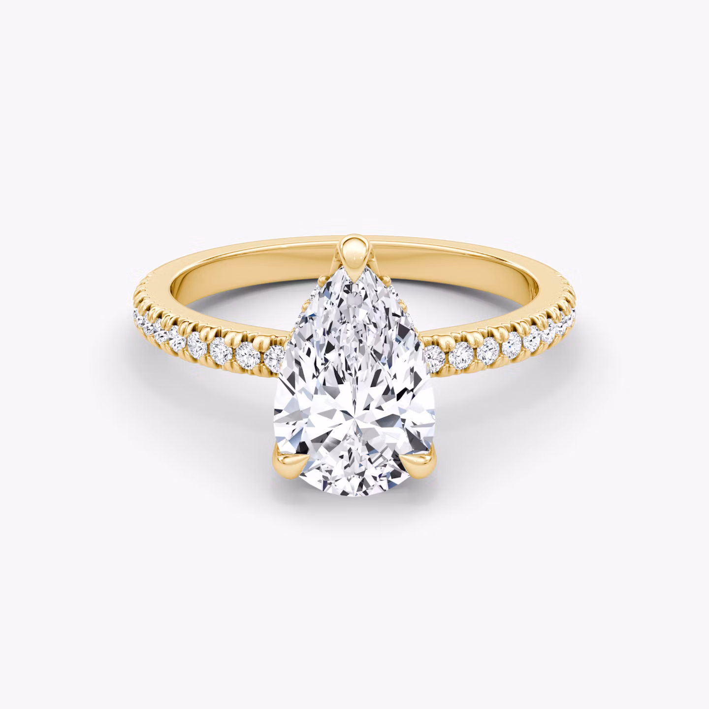 Anillo de compromiso Floating Solitaire | Pera | 18k | Oro amarillo | bandAccent: Pavé | diamondOrientation: vertical | caratWeight: other