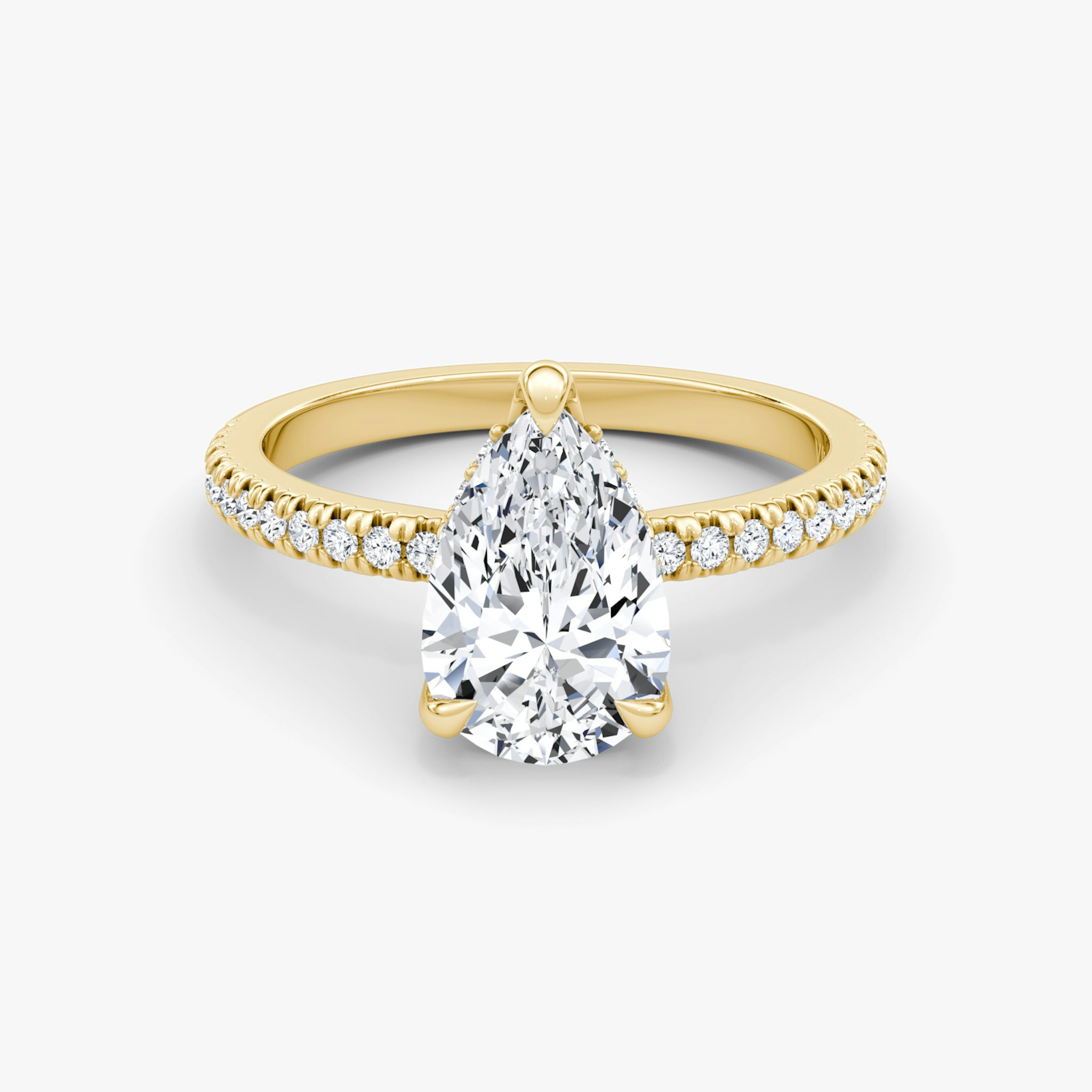 The Floating Solitaire | Pear | 18k | Yellow Gold | bandAccent: Pavé | diamondOrientation: vertical | caratWeight: other