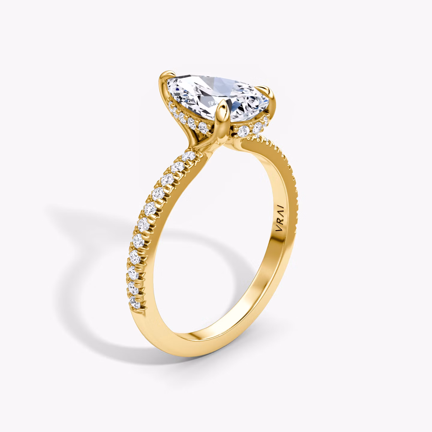 The Floating Solitaire Pear | Yellow Gold