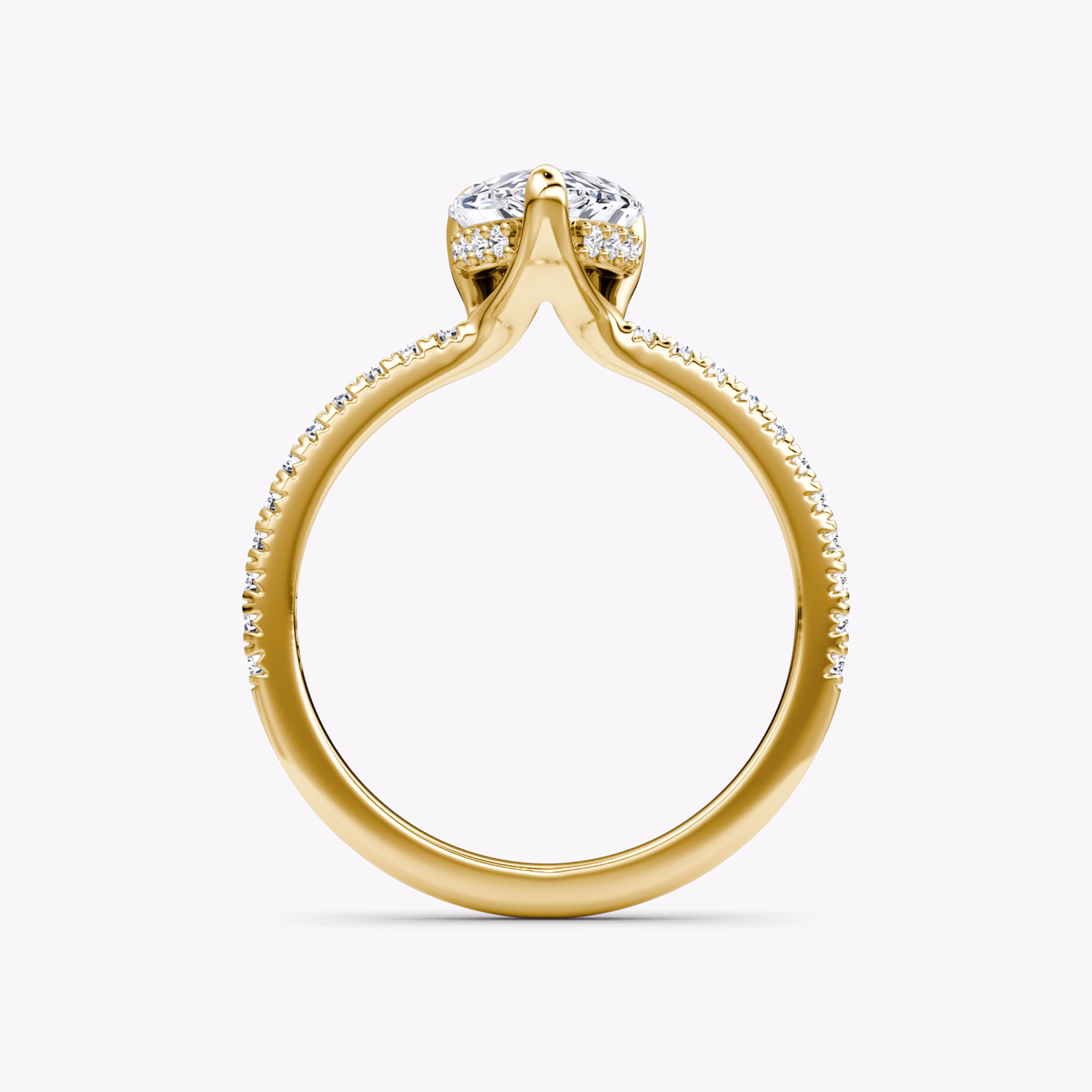 The Floating Solitaire | Pear | 18k | Yellow Gold | bandAccent: Pavé | diamondOrientation: vertical | caratWeight: other