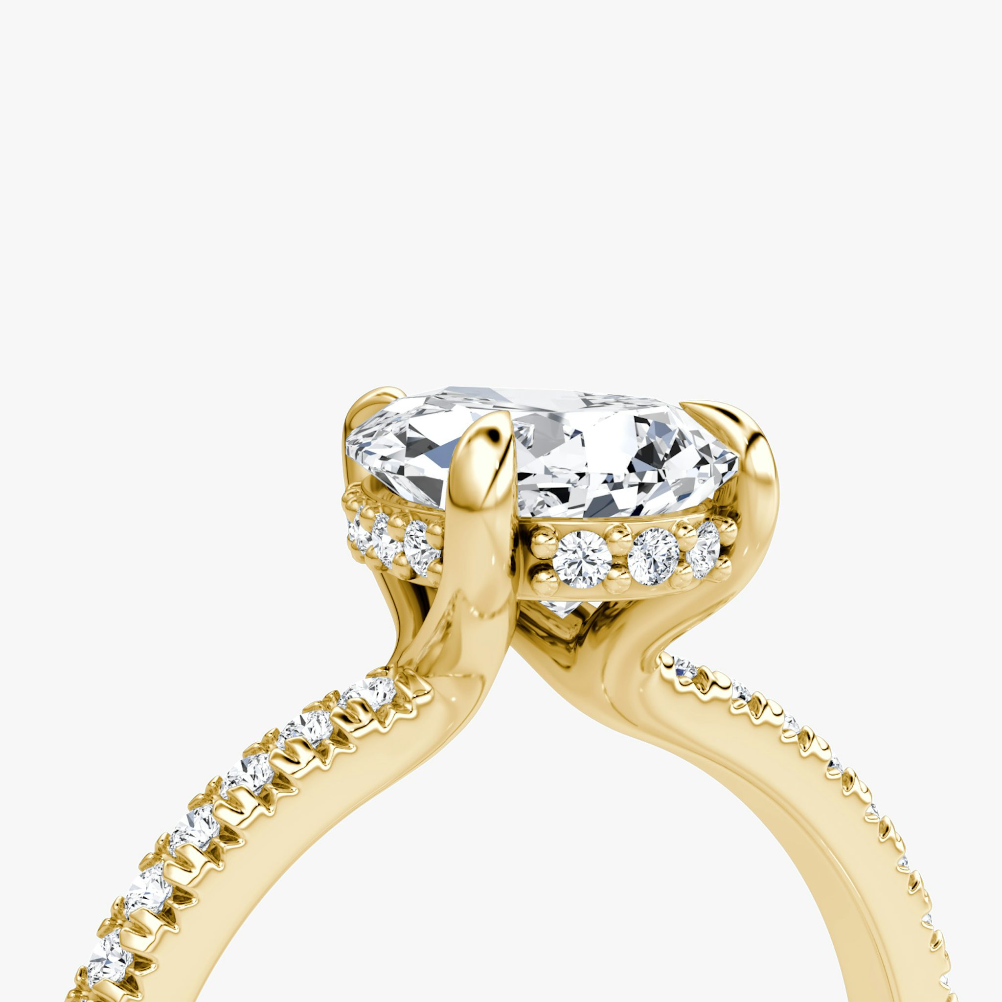The Floating Solitaire | Pear | 18k | Yellow Gold | bandAccent: Pavé | diamondOrientation: vertical | caratWeight: other