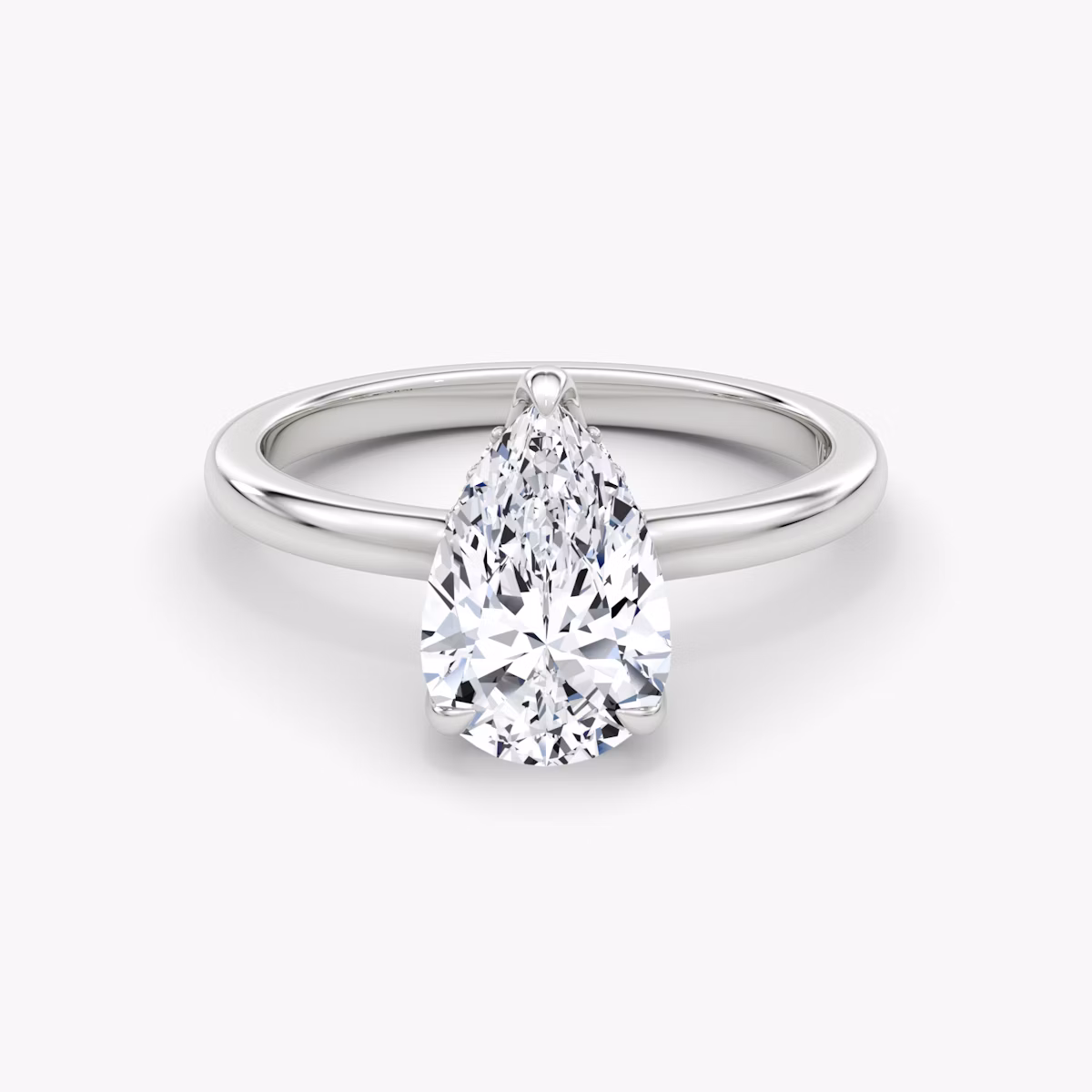 The Floating Solitaire | Pear | 18k | White Gold | bandAccent: Plain | diamondOrientation: vertical | caratWeight: other