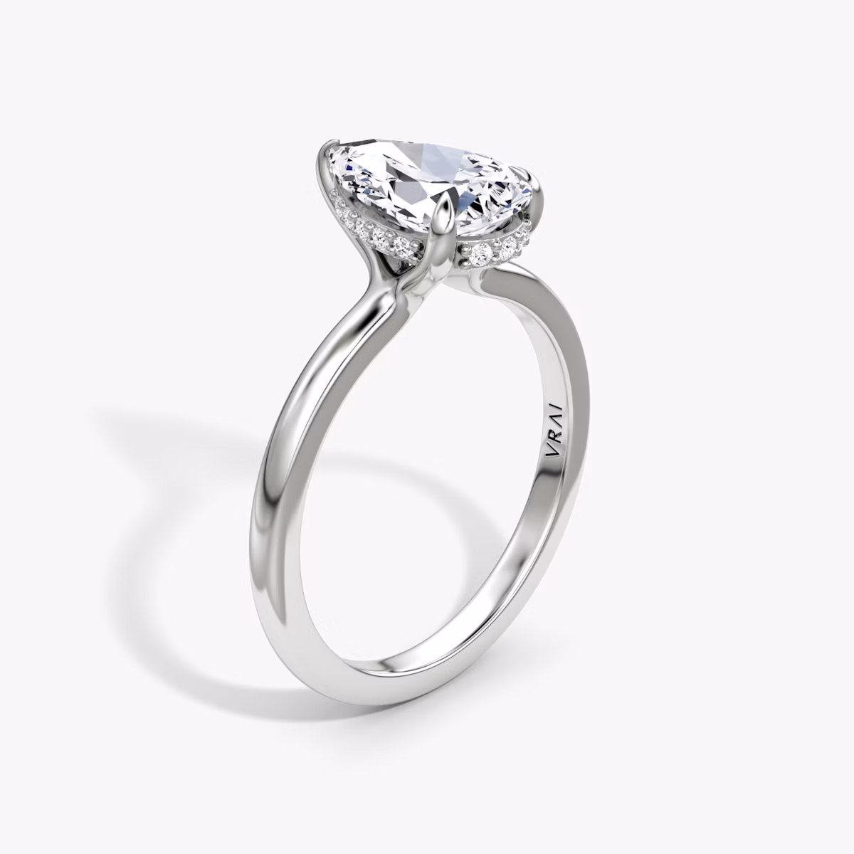 The Floating Solitaire | Pear | 18k | White Gold | bandAccent: Plain | diamondOrientation: vertical | caratWeight: other
