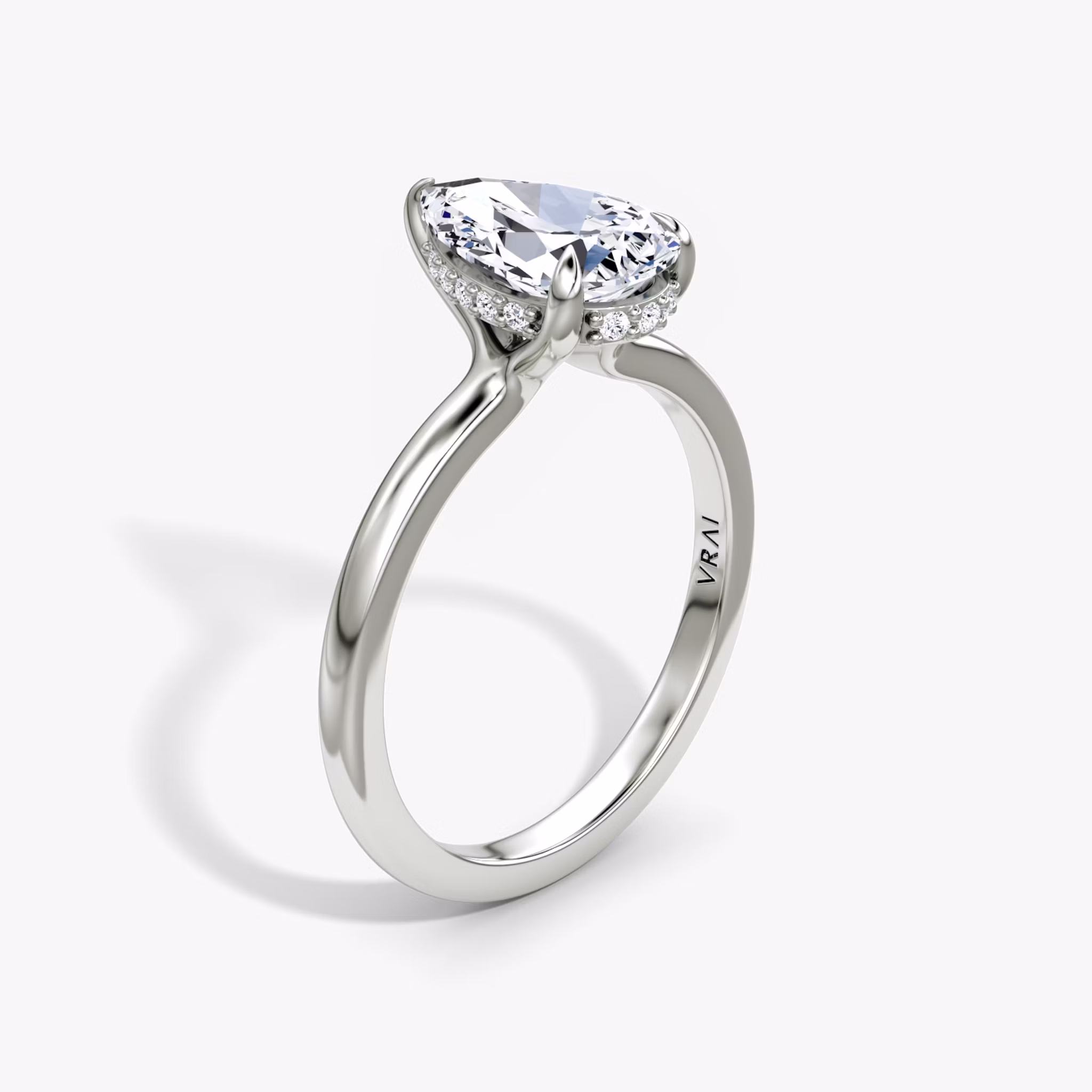 Floating Solitaire Pear | White Gold