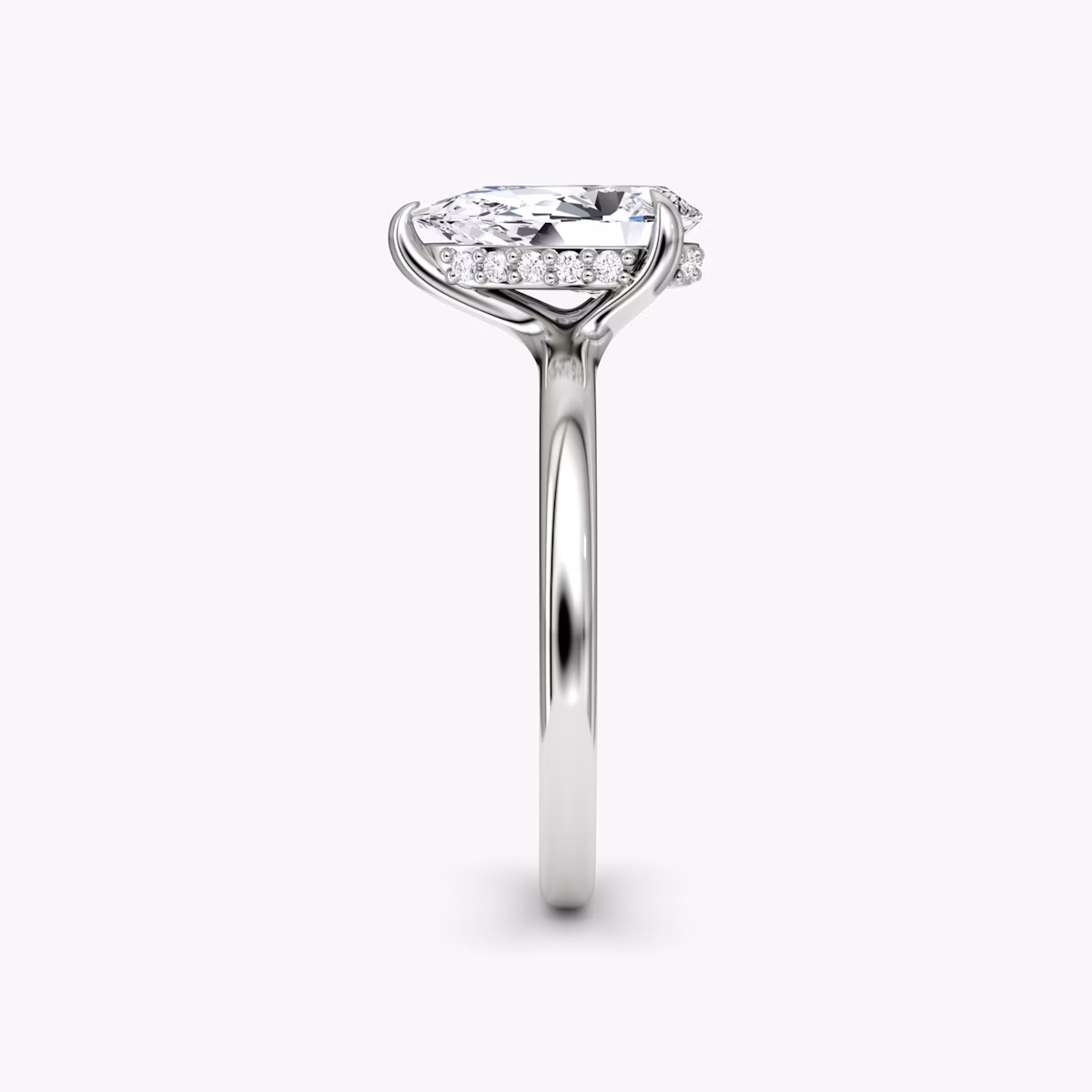 The Floating Solitaire | Pear | 18k | White Gold | bandAccent: Plain | diamondOrientation: vertical | caratWeight: other